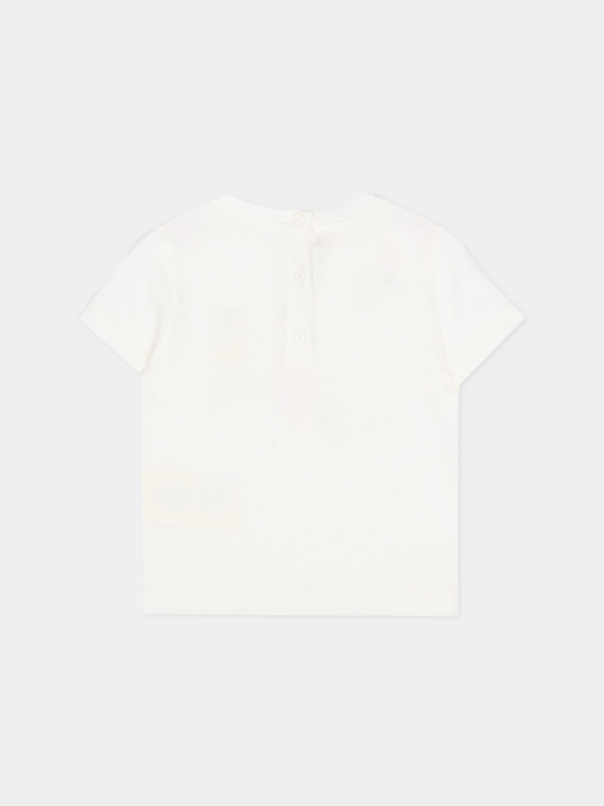 T-shirt avorio per neonata con stampa fiocco,Fendi Kids,BFI174 7AJ F0TU9