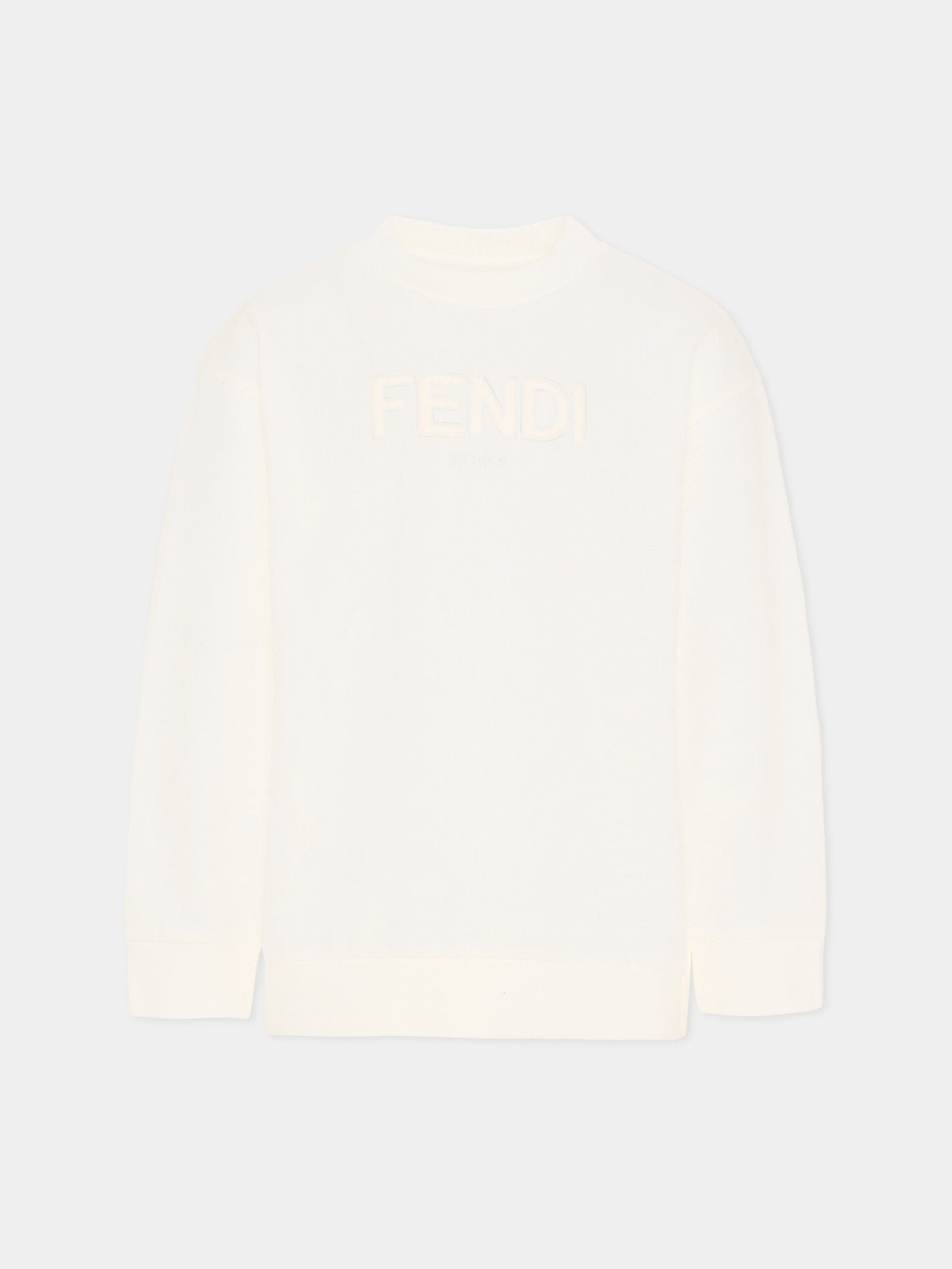 Felpa avorio per bambini con logo,Fendi Kids,JUH108 5V0 F0TU9