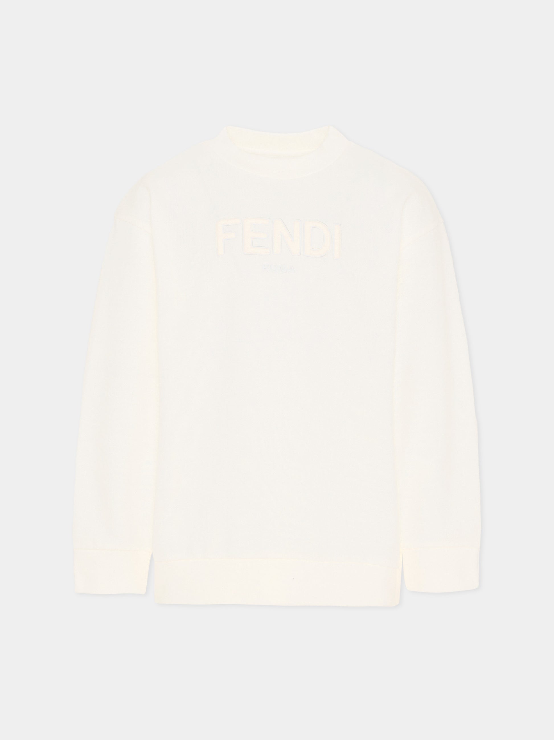 Felpa avorio per bambini con logo,Fendi Kids,JUH108 5V0 F0TU9