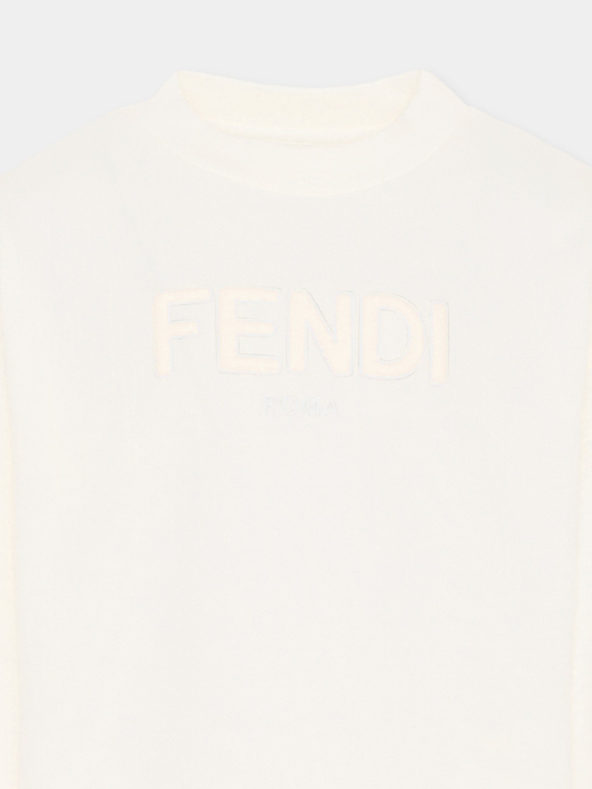 Felpa avorio per bambini con logo,Fendi Kids,JUH108 5V0 F0TU9