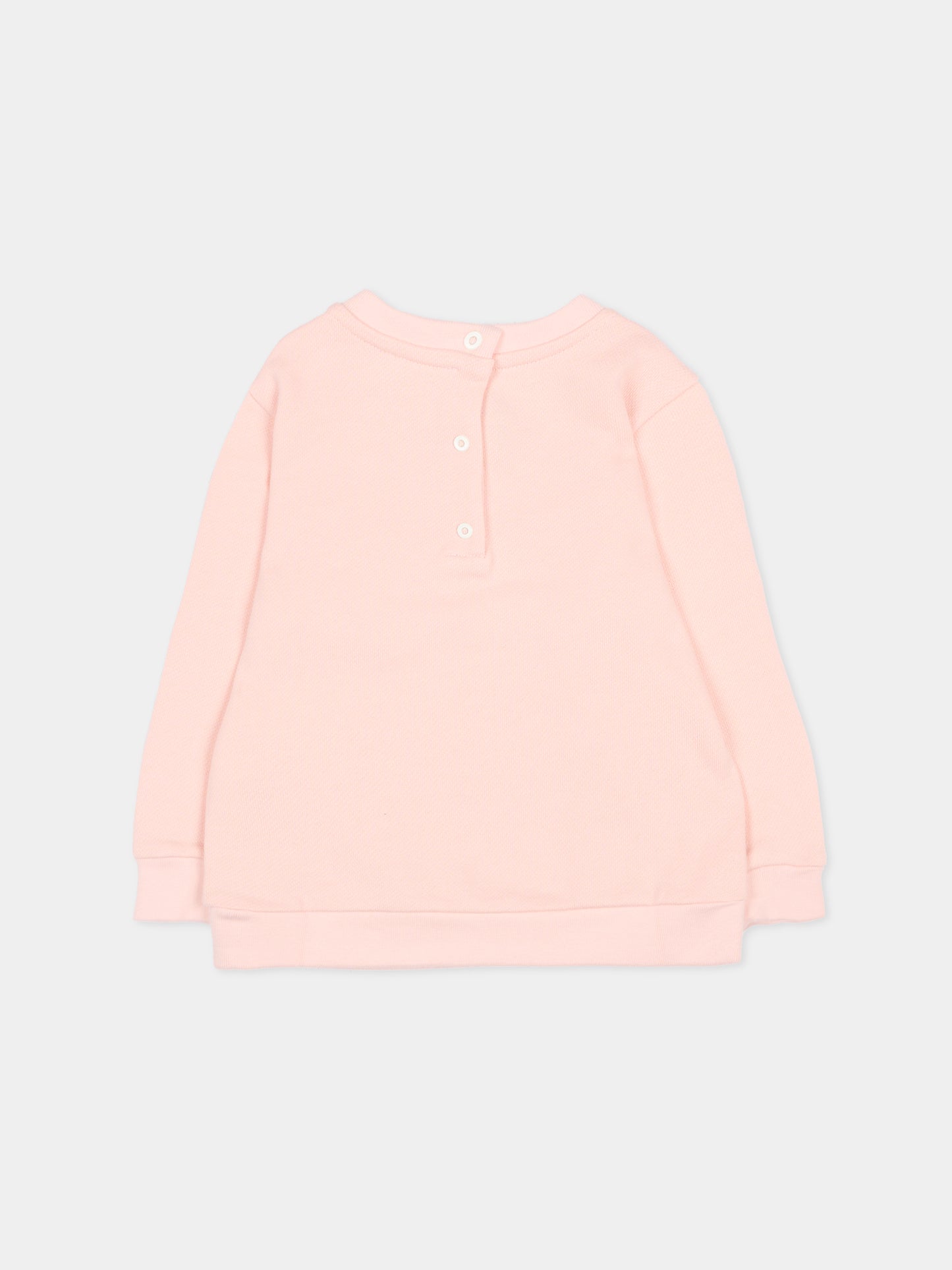 Felpa rosa per neonata con logo,Fendi Kids,BUH089 5V0 F1UL9