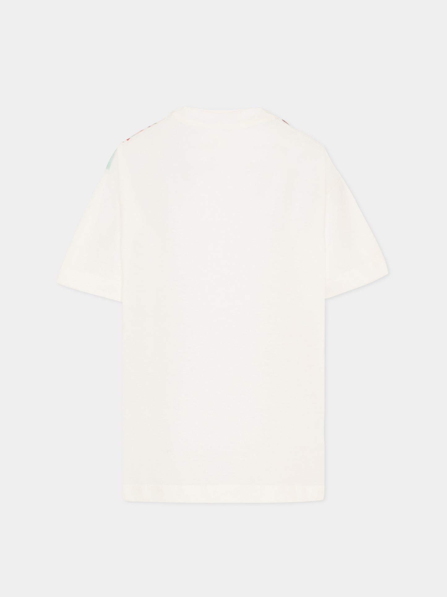 T-shirt avorio per bambino con stampa equestre,Fendi Kids,JMI497 AVVY F0T9H