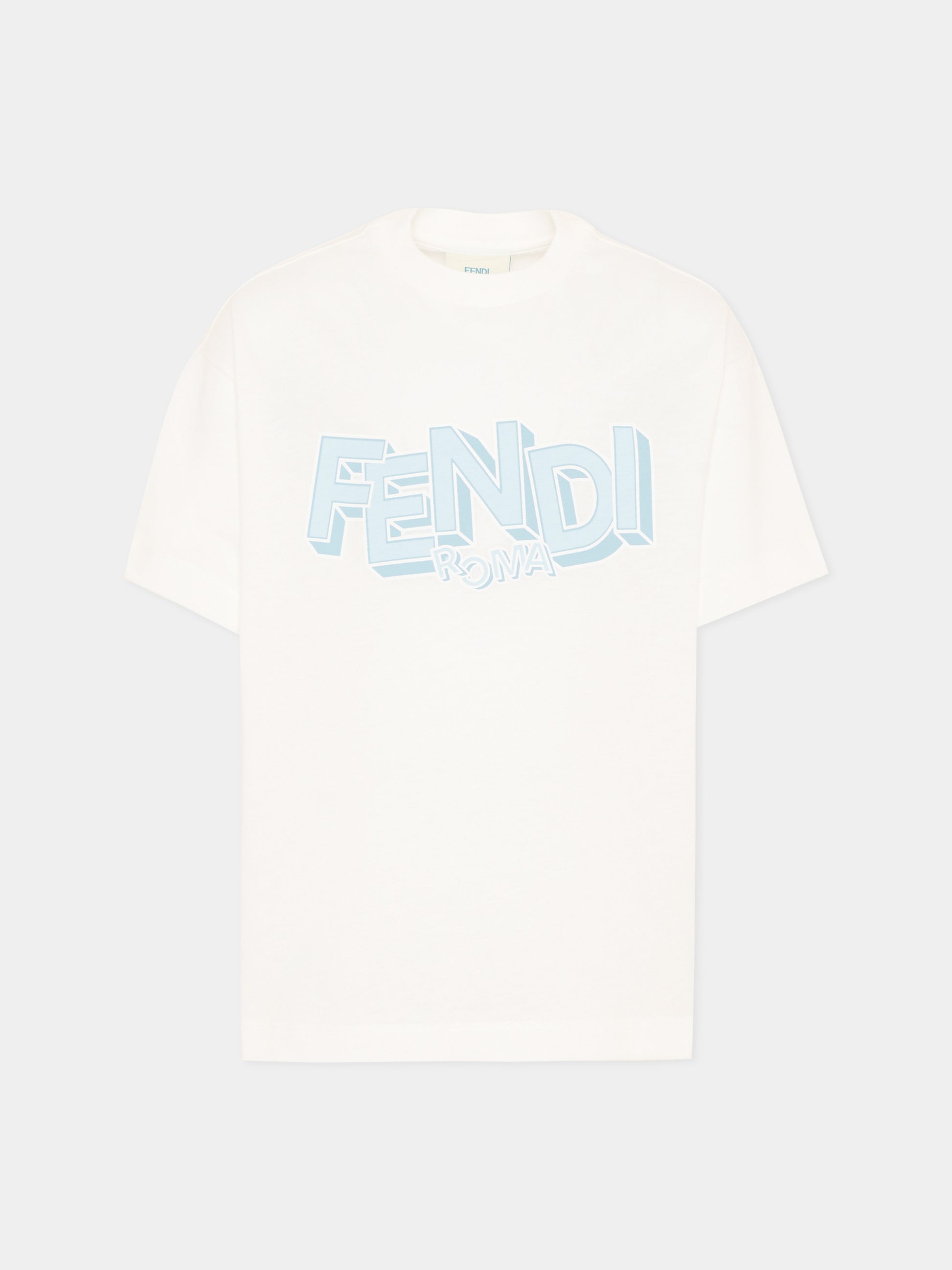 T-shirt bianca per bambino con logo,Fendi Kids,JMI504 7AJ F1UVS