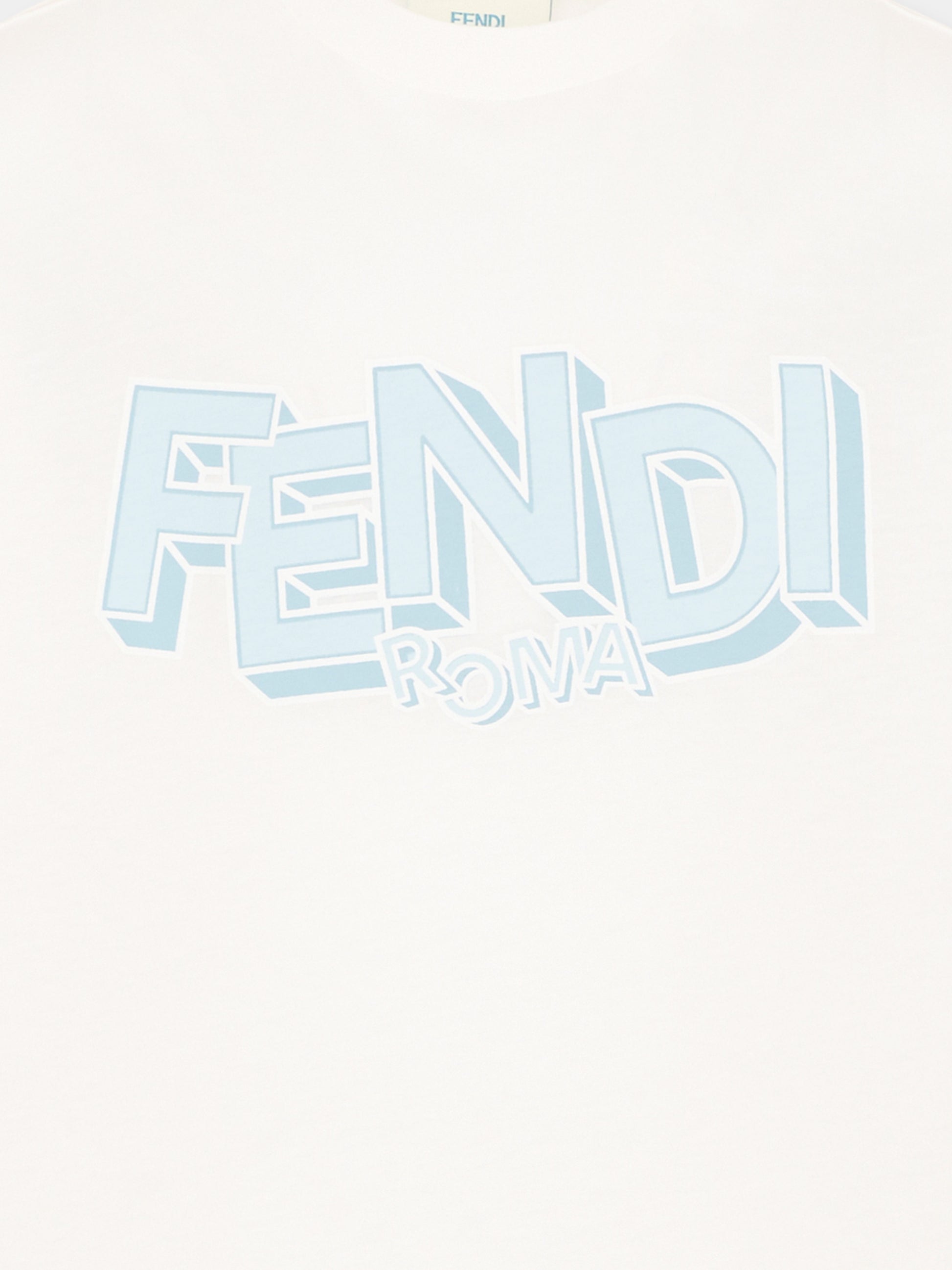 T-shirt bianca per bambino con logo,Fendi Kids,JMI504 7AJ F1UVS