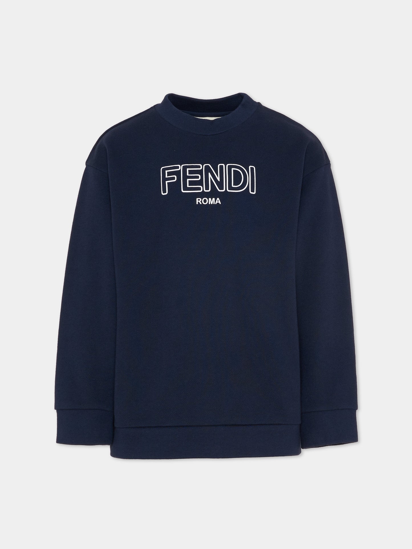 Felpa blu per bambini con logo,Fendi Kids,JUH108 5V0 F0QG0