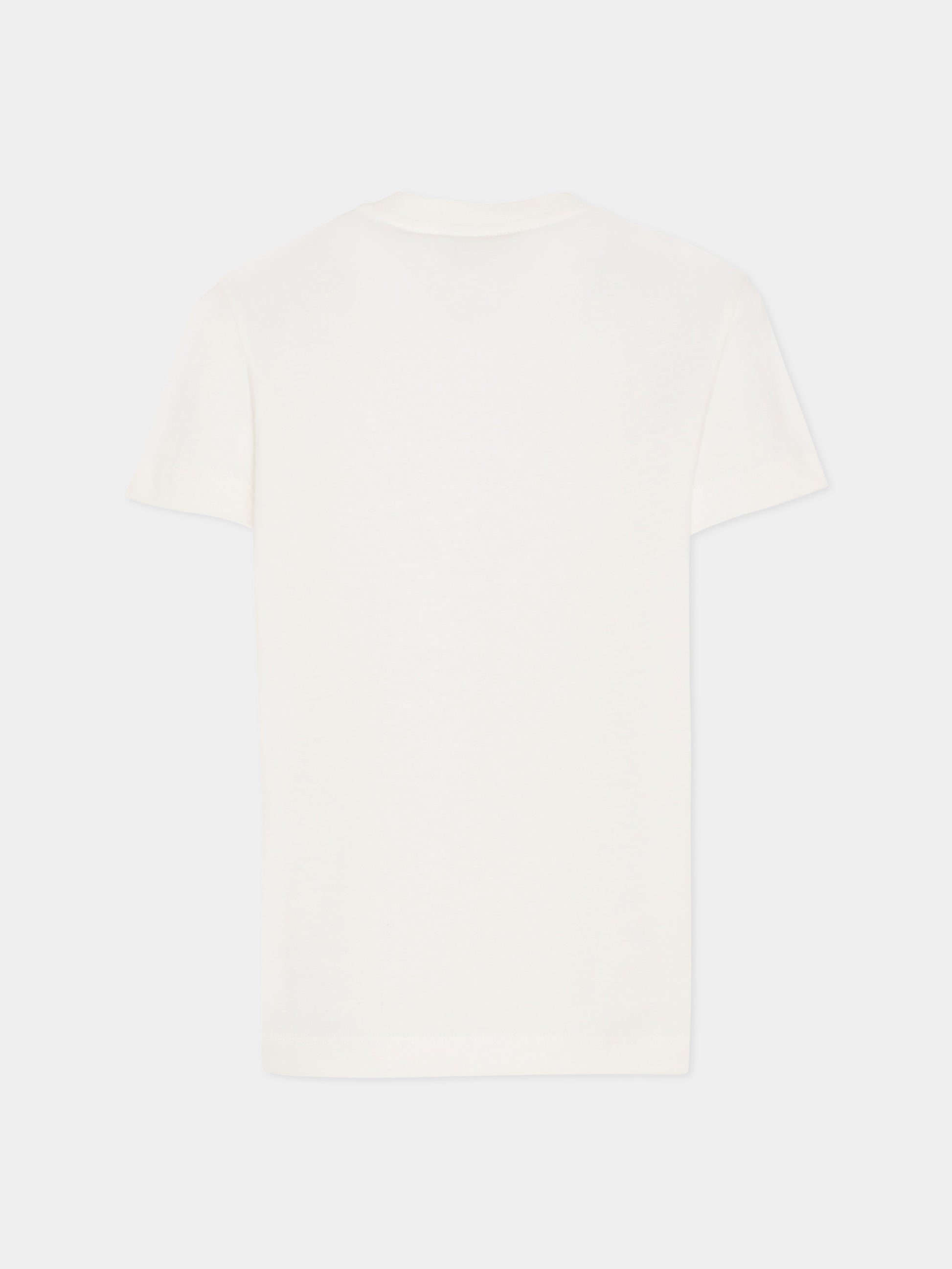 T-shirt avorio per bambini con logo,Fendi Kids,JUI202 7AJ F0TU9