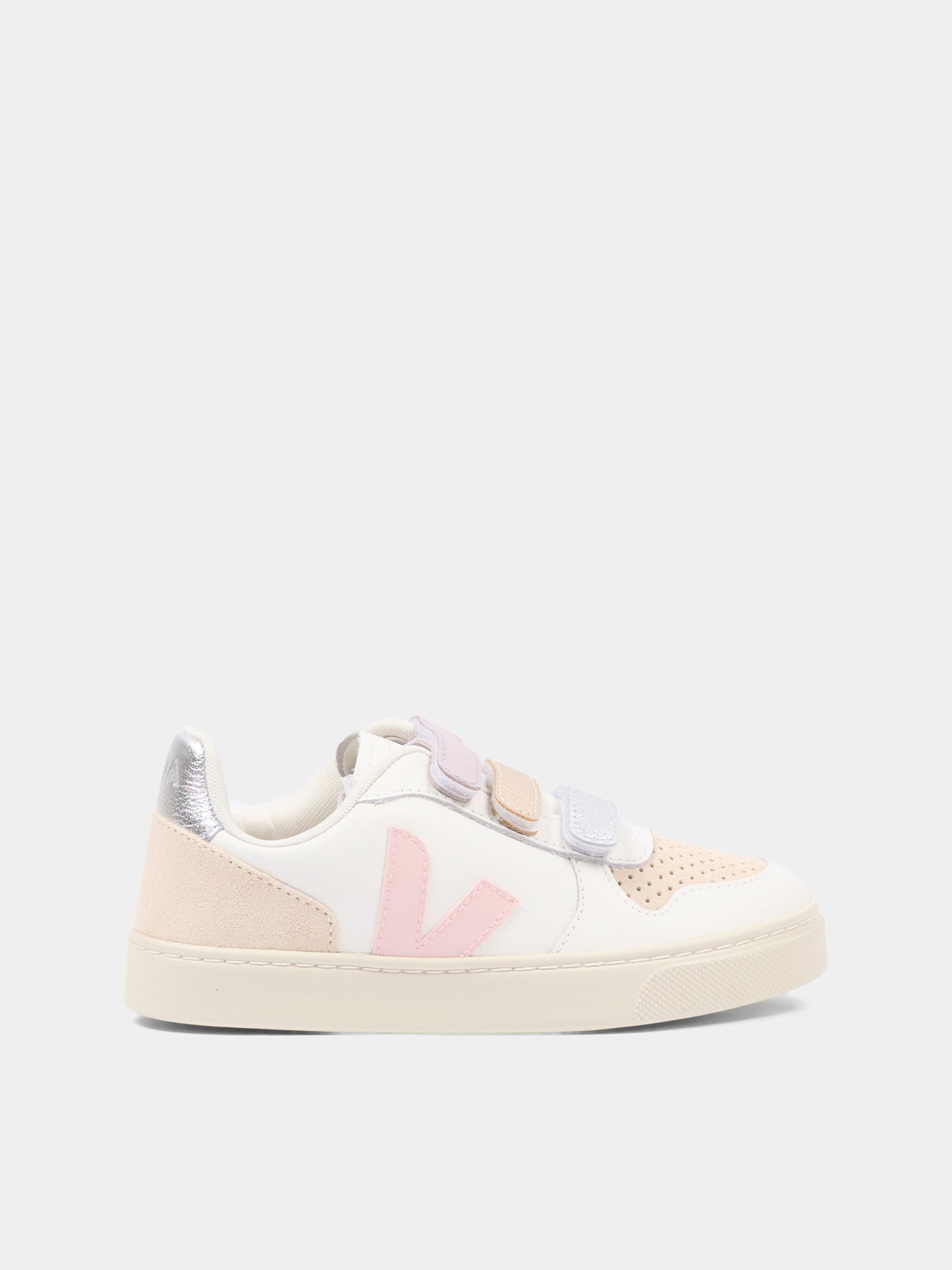 Sneakers bianca per bambina con logo,Veja,CV0521505C