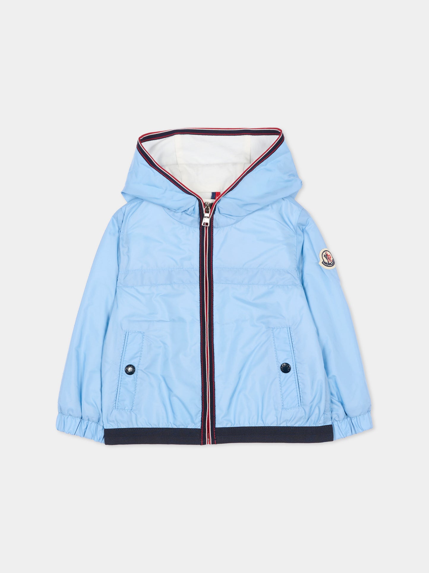 Giacca a vento azzurra per neonato con logo,Moncler Kids,L1951 1A00022 53A5E 713