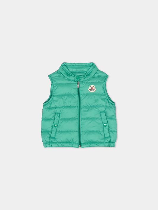 Gilet New Amaury verde per neonato con logo,Moncler Kids,L1951 1A00023 597YF 845