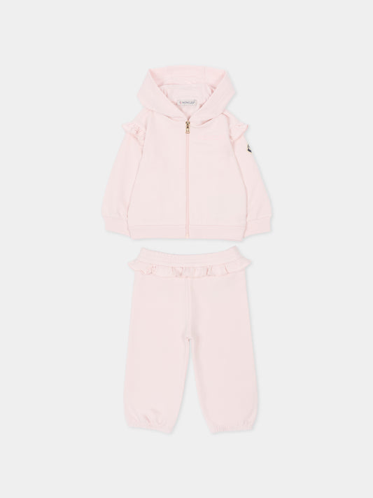 Completo rosa per neonata con logo,Moncler Kids,L1951 8M00006 89B9Y 503