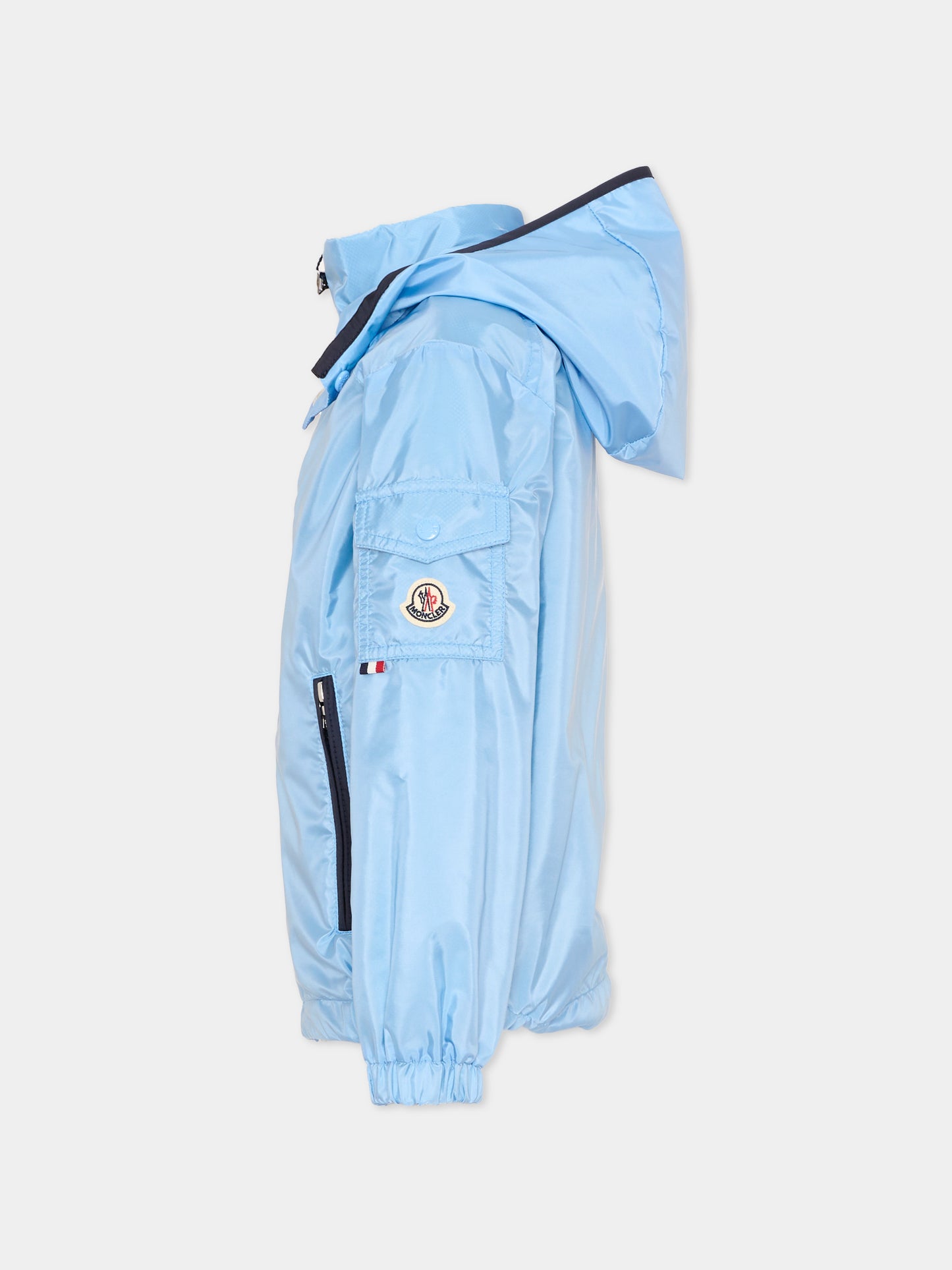 Giacca a vento azzurra Banu per bambino con logo,Moncler Kids,L1954 1A00010 539ZD 71E