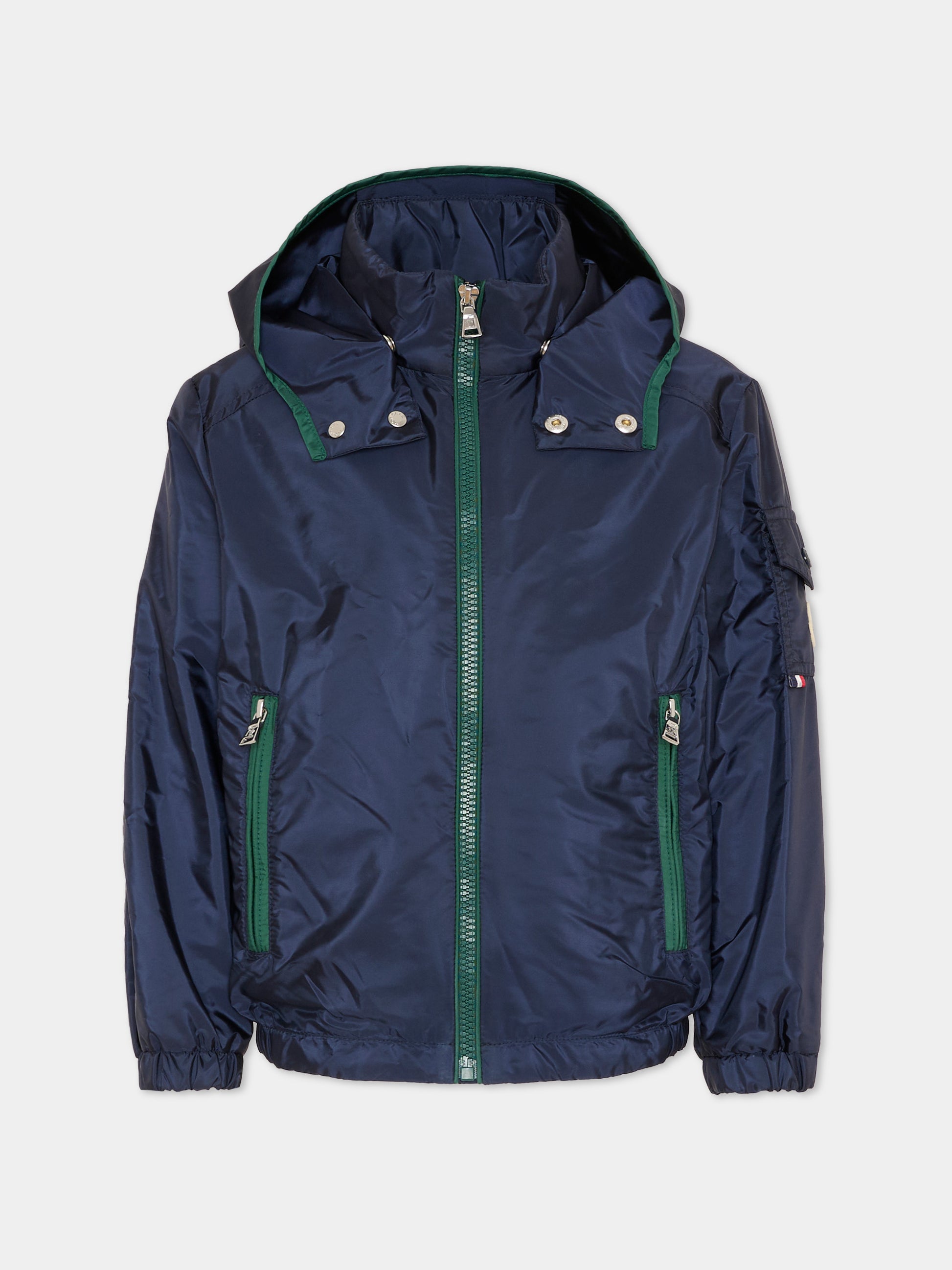 Giacca a vento Banu blu per bambino con logo,Moncler Kids,L1954 1A00010 539ZD 742