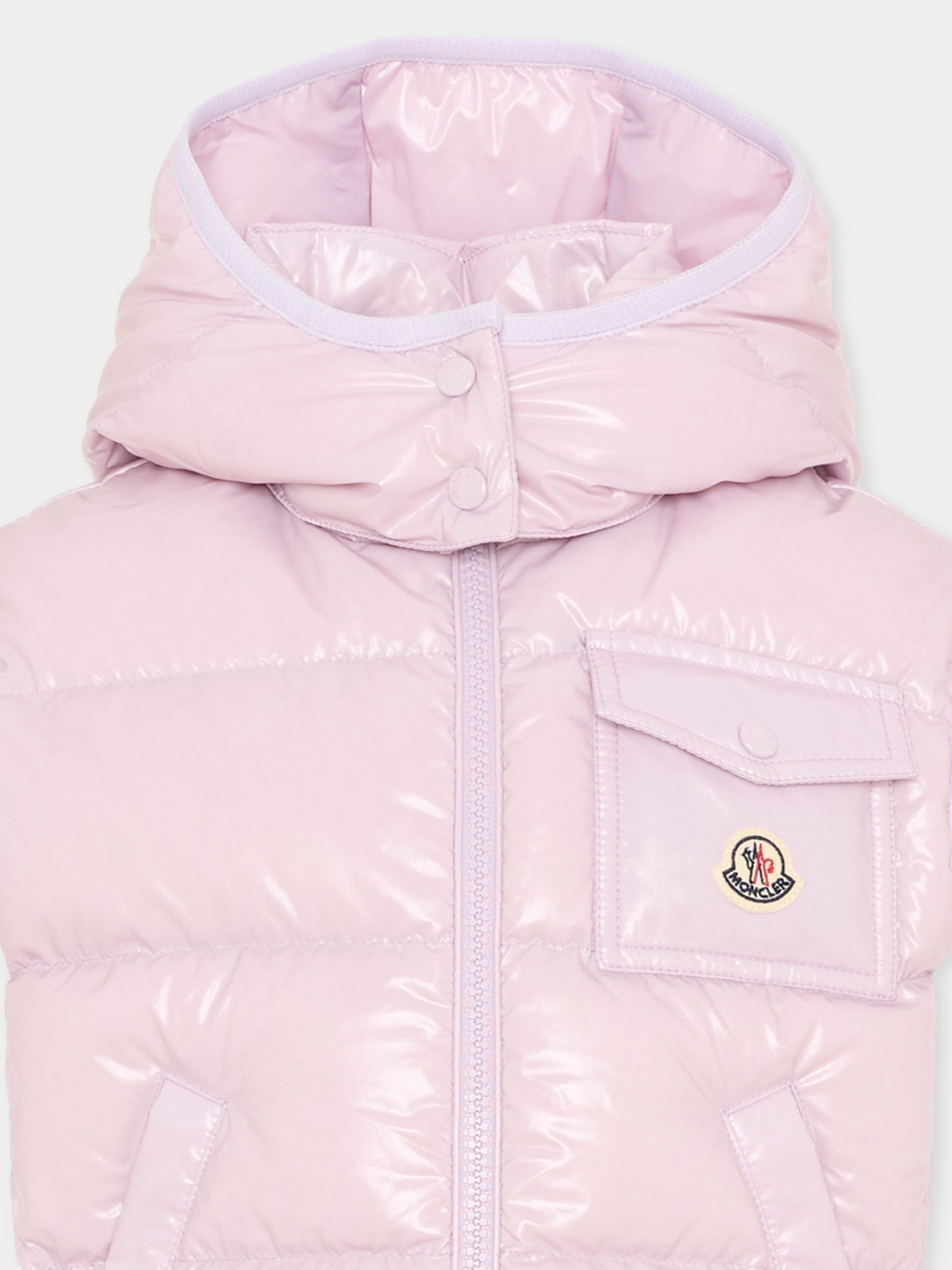 Gilet Kamile lilla per bambina con logo,Moncler Kids,L1954 1A00041 597EU 509