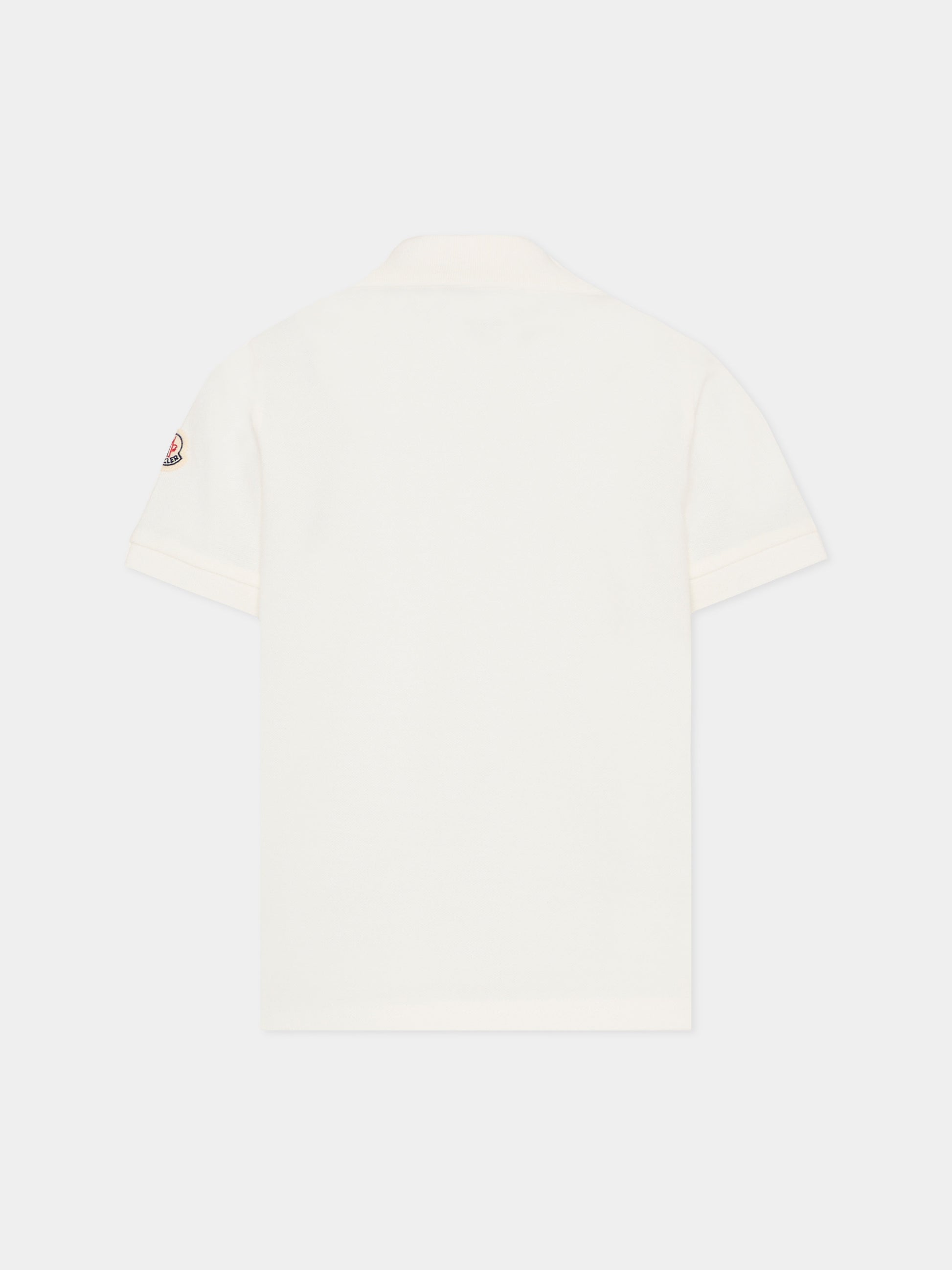 Polo avorio per bambino con logo,Moncler Kids,L1954 8A00002 8496W 034