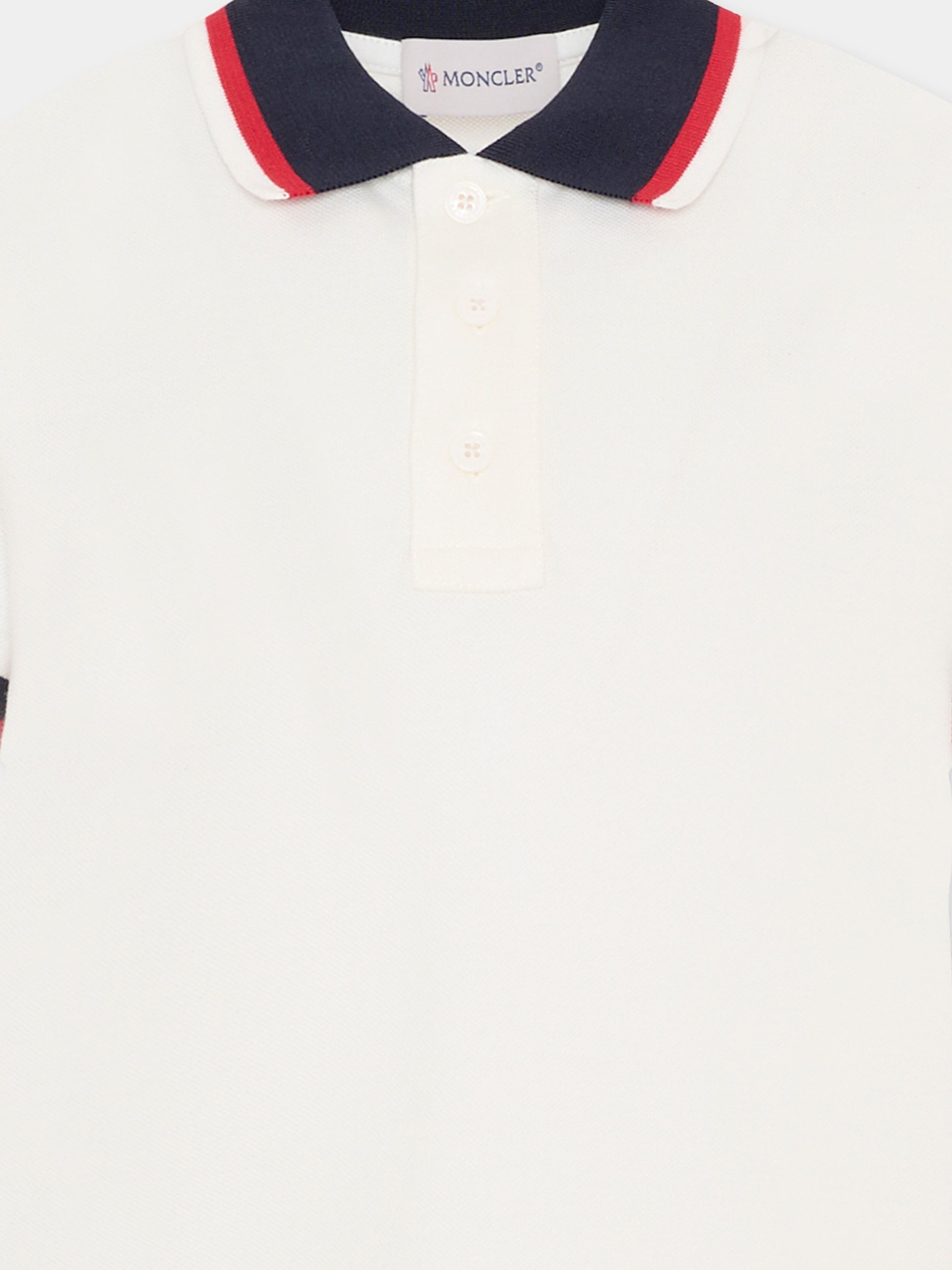 Polo avorio per bambino con logo,Moncler Kids,L1954 8A00003 8496W 034