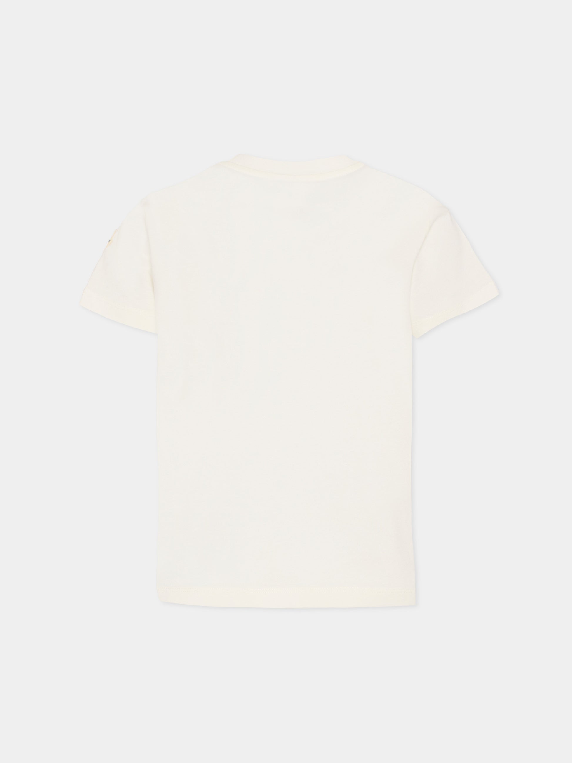 T-shirt avorio per bambino con logo,Moncler Kids,L1954 8C00006 89AFV 034