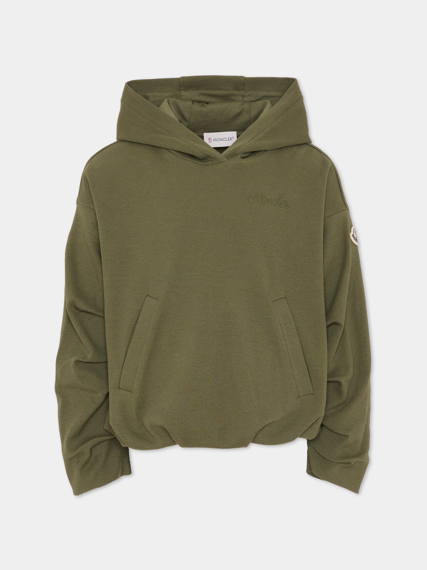 Felpa verde per bambina con logo,Moncler Kids,L1954 8G00006 89AHP 825