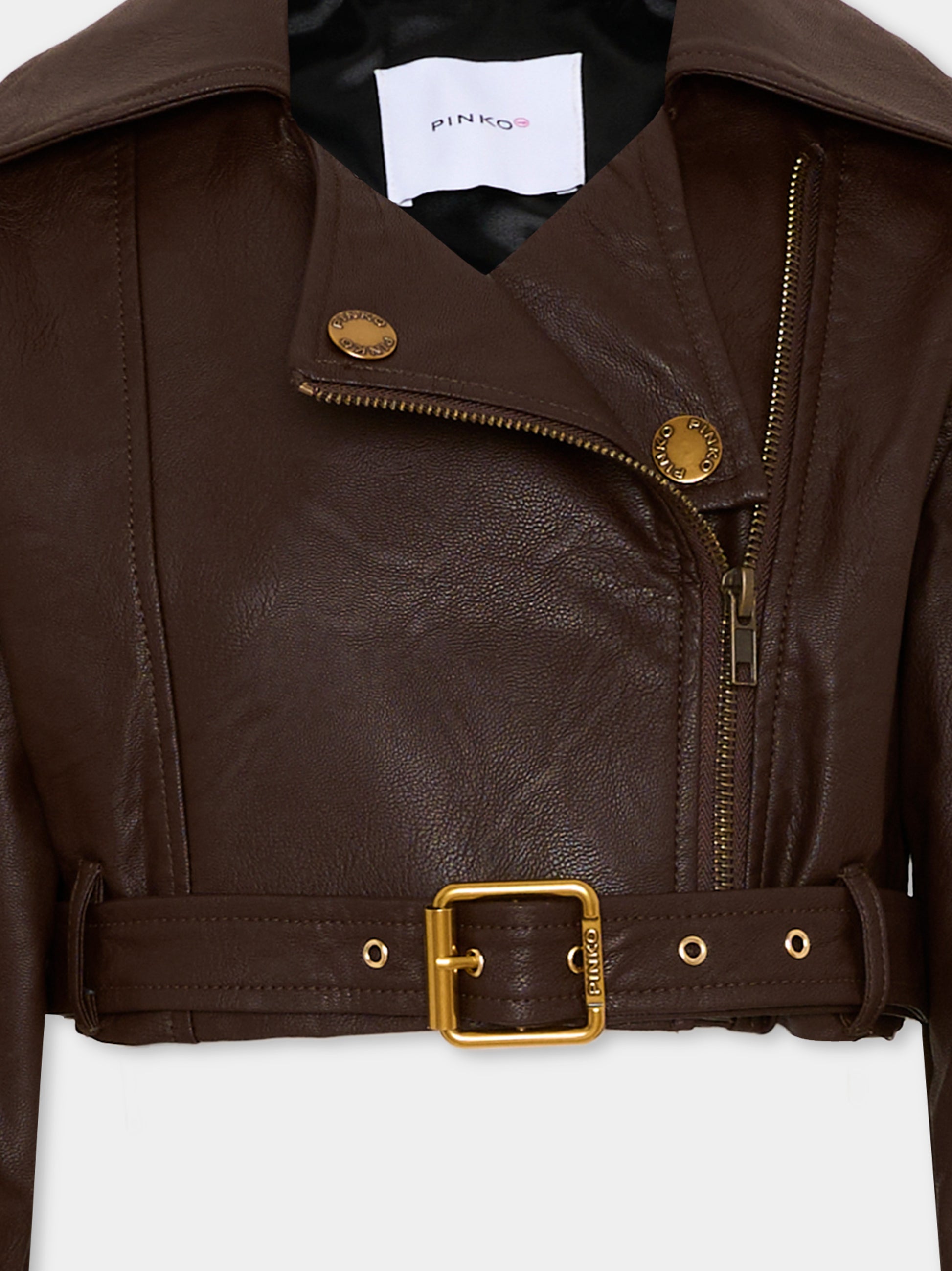 Giubbotto marrone per bambina cropped,Pinko,KFGB015.C.PE021.6024