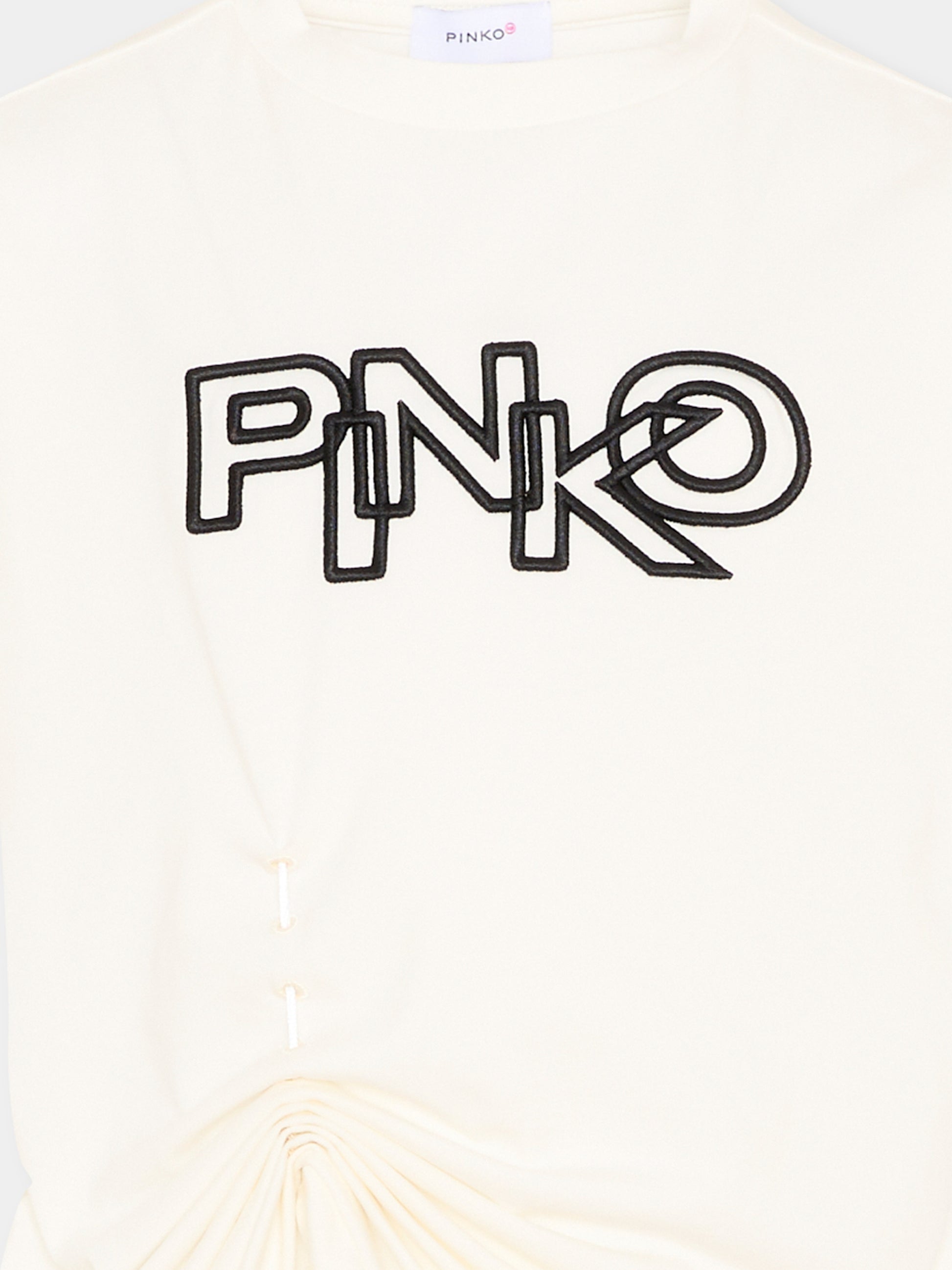 T-shirt avorio per bambina con logo,Pinko,KFTS041.C.JE017.D804