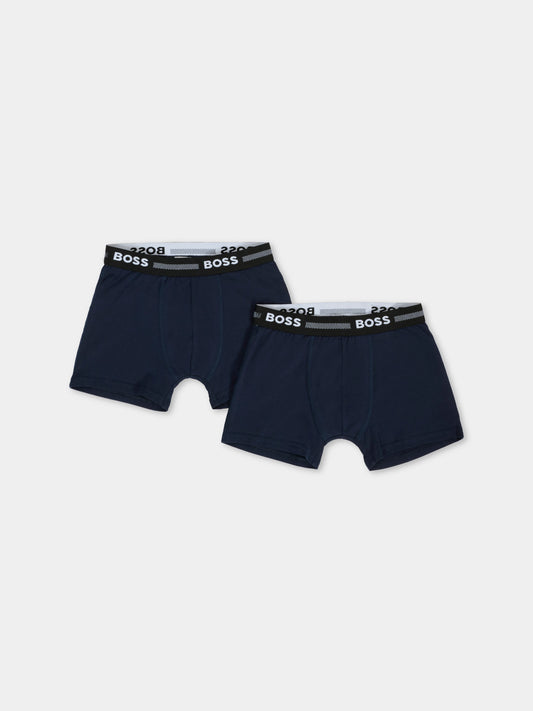 Set boxer blu per bambino con logo,Boss,J51747 849
