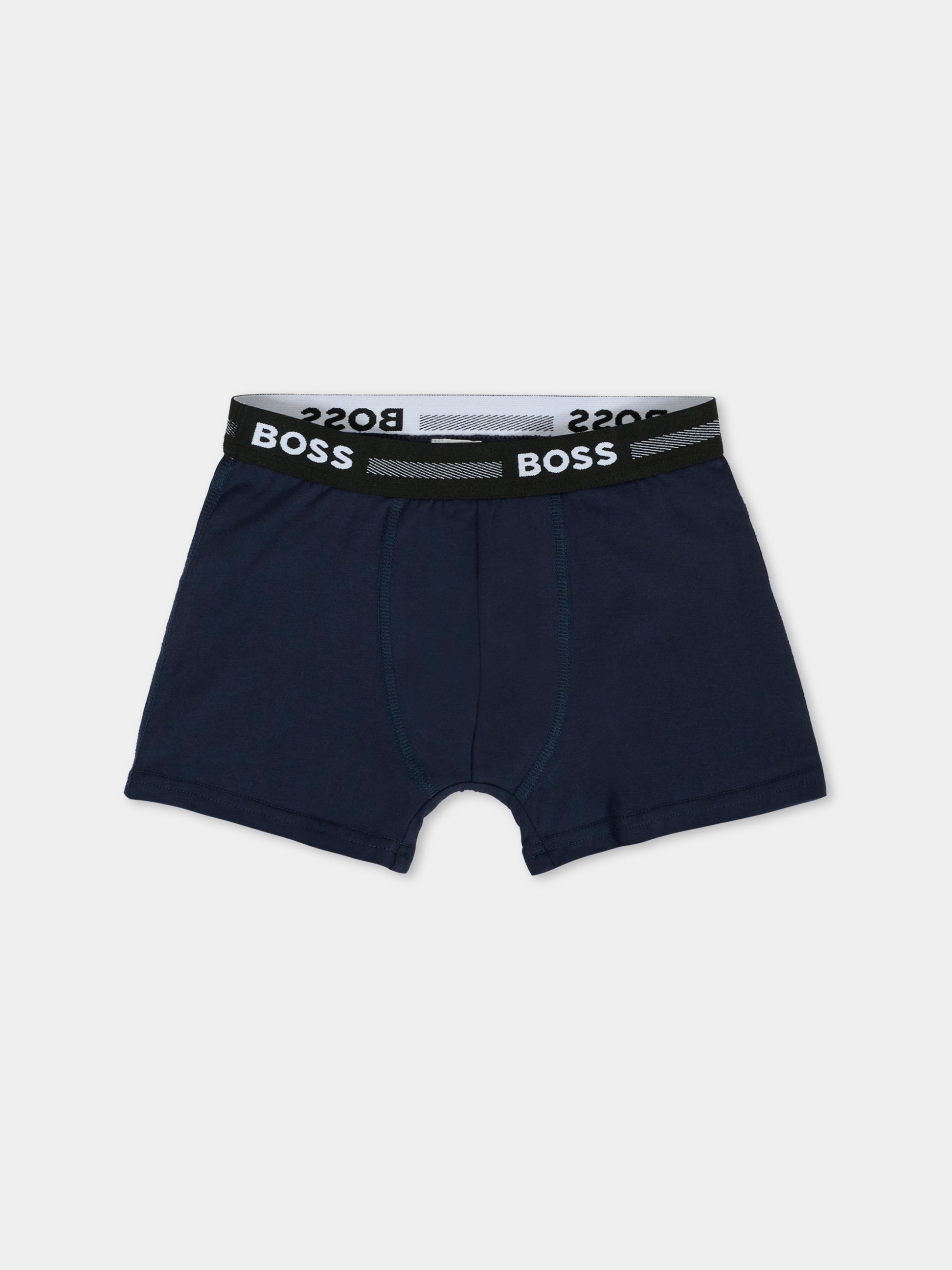 Set boxer blu per bambino con logo,Boss,J51747 849