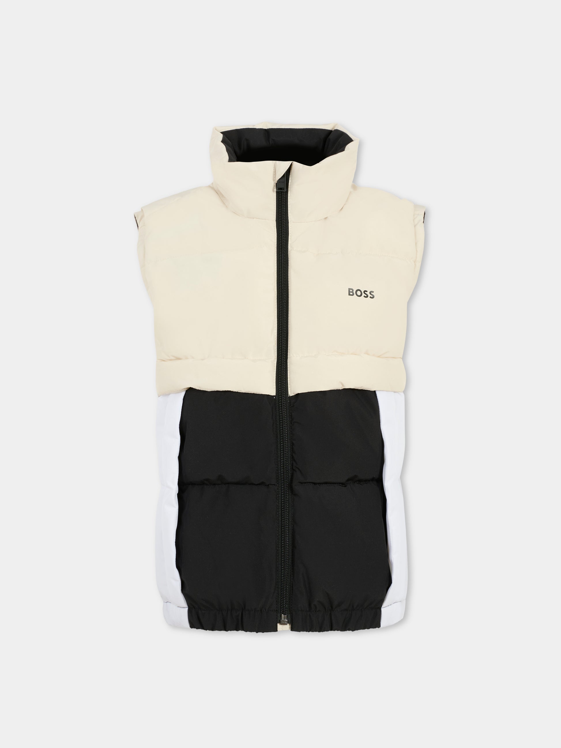 Gilet beige per bambino con logo,Boss,J52059 21C