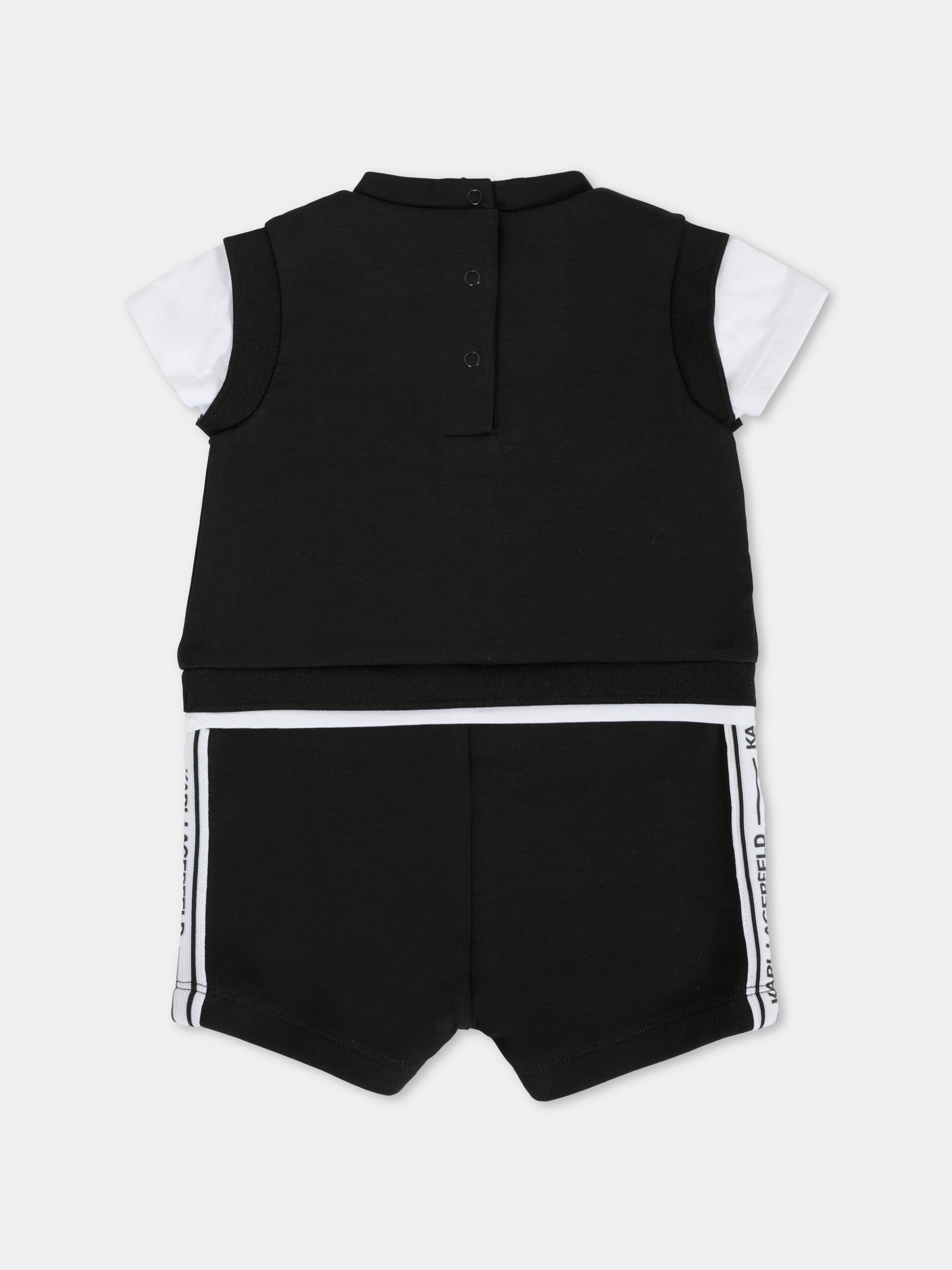 Pagliaccetto nero per neonato con logo,Karl Lagerfeld Kids,Z30500 09B