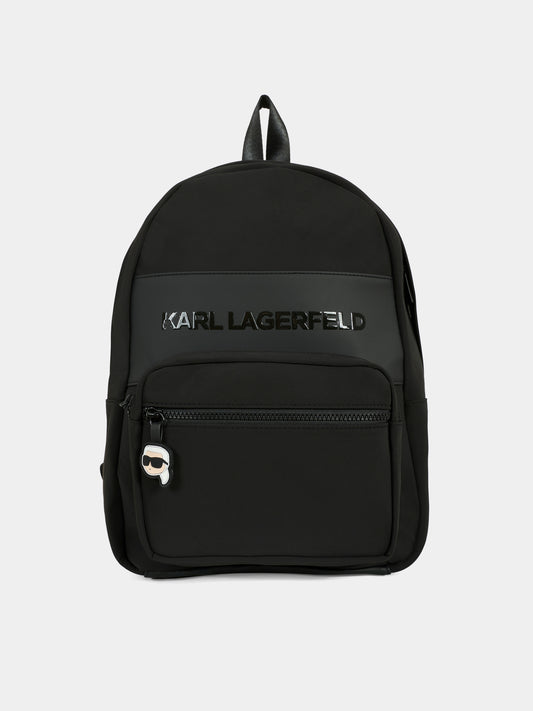 Zaino nero per bambini con logo,Karl Lagerfeld Kids,Z30553 09B