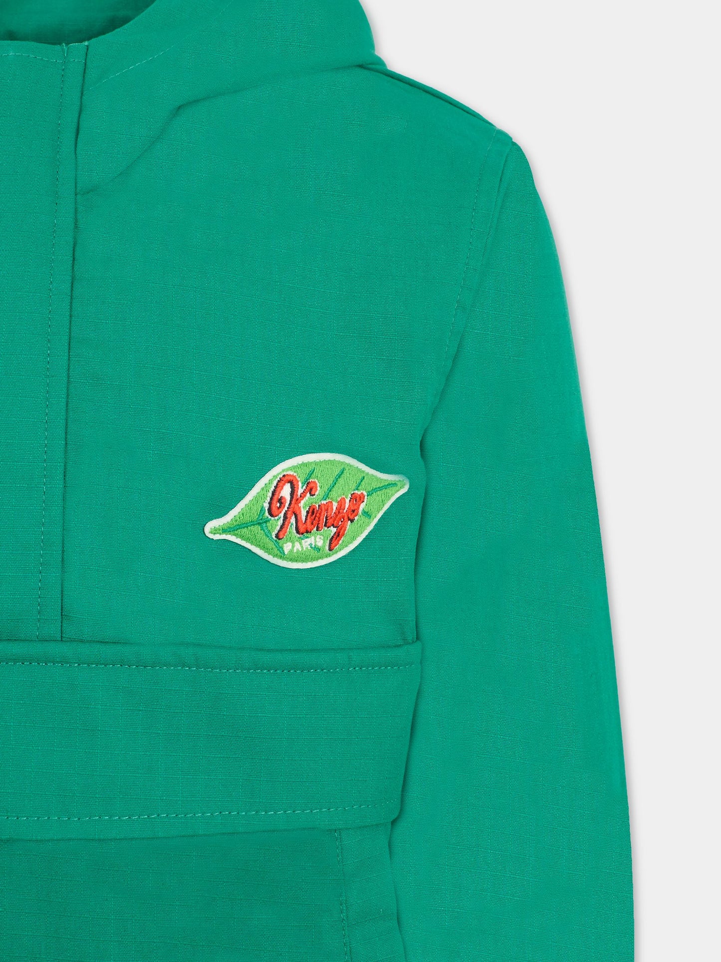 Giacca a vento verde per bambino con logo ricamato,Kenzo Kids,K61154 674