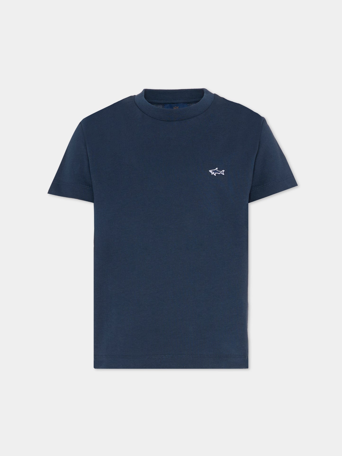 T-Shirt blu per bambino con ricamo,Paul & Shark Junior,WUM004 LAA54 42370