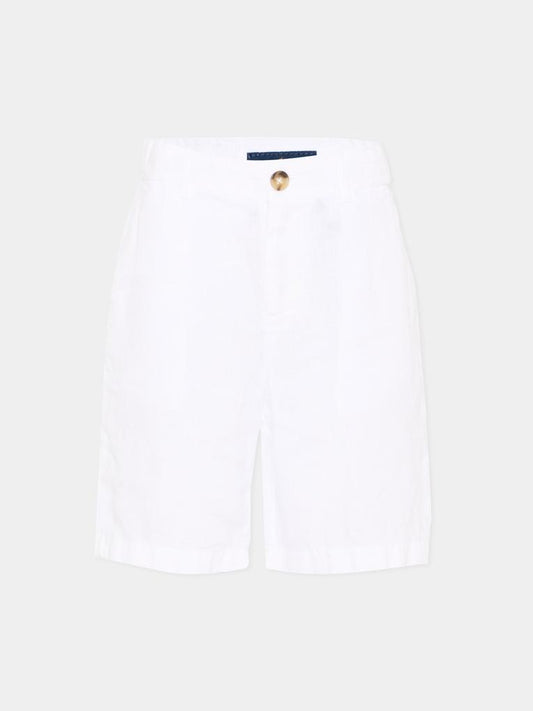Shorts bianco per bambino con logo,Paul & Shark Junior,WUQ001 LUC01 10101