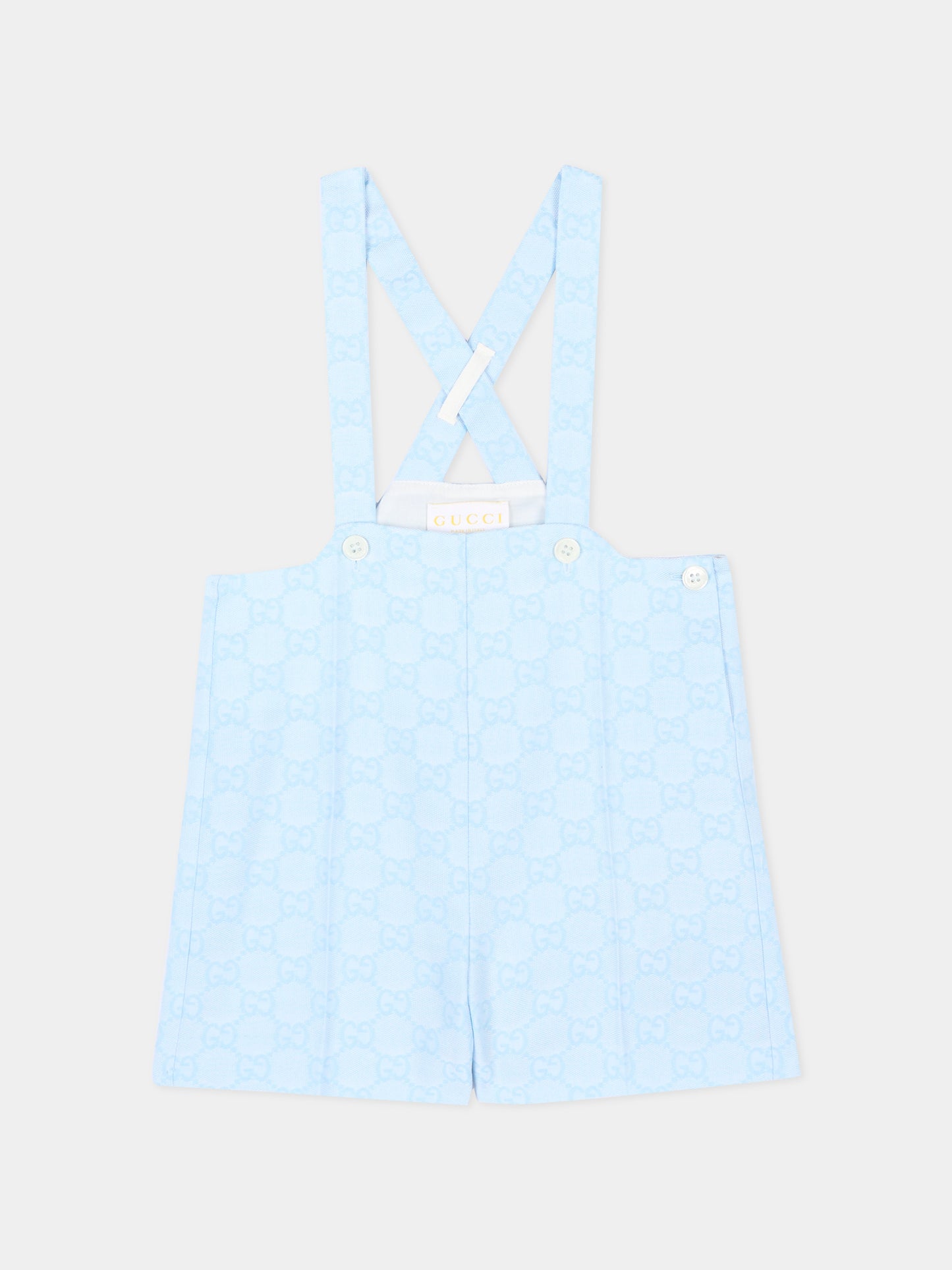 Salopette azzurra per neonato con monogram,Gucci Kids,854119 XWA7H 4773