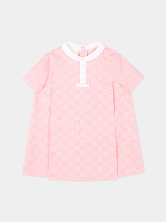Abito rosa con monogram per neonata,Gucci Kids,857351 XWA7H 5753