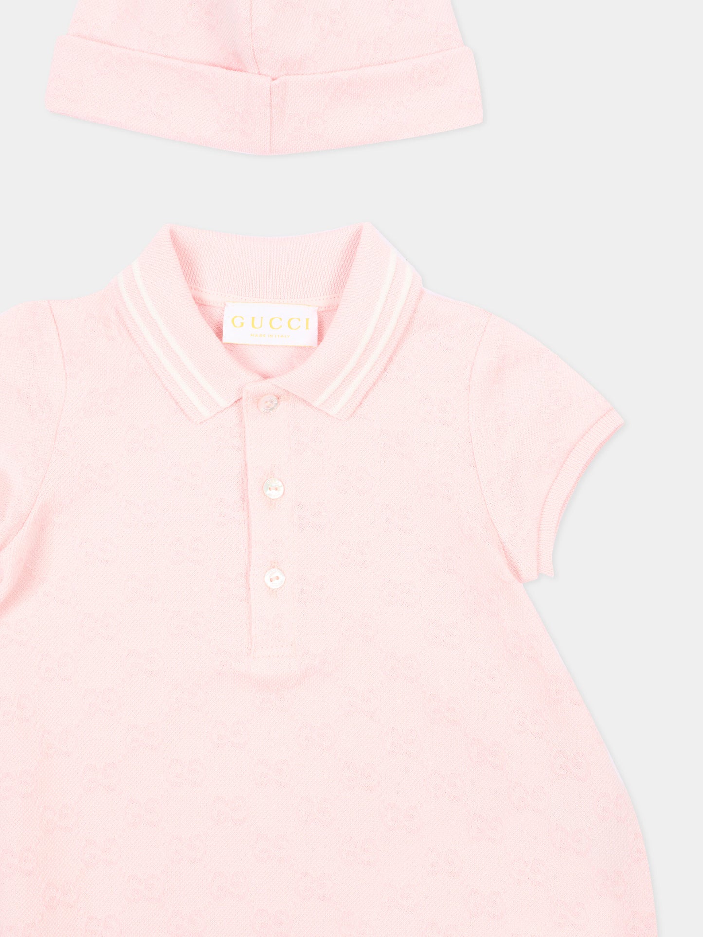 Pagliaccetto rosa per neonata con monogram,Gucci Kids,849683 XJHBA 5399