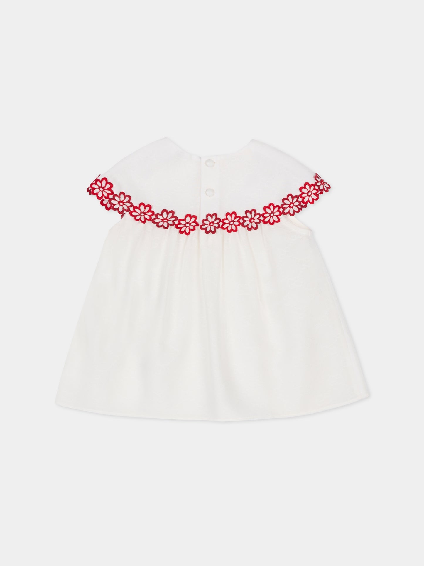 Top avorio per neonata con fiori ricamati,Gucci Kids,851809 ZAF03 9541