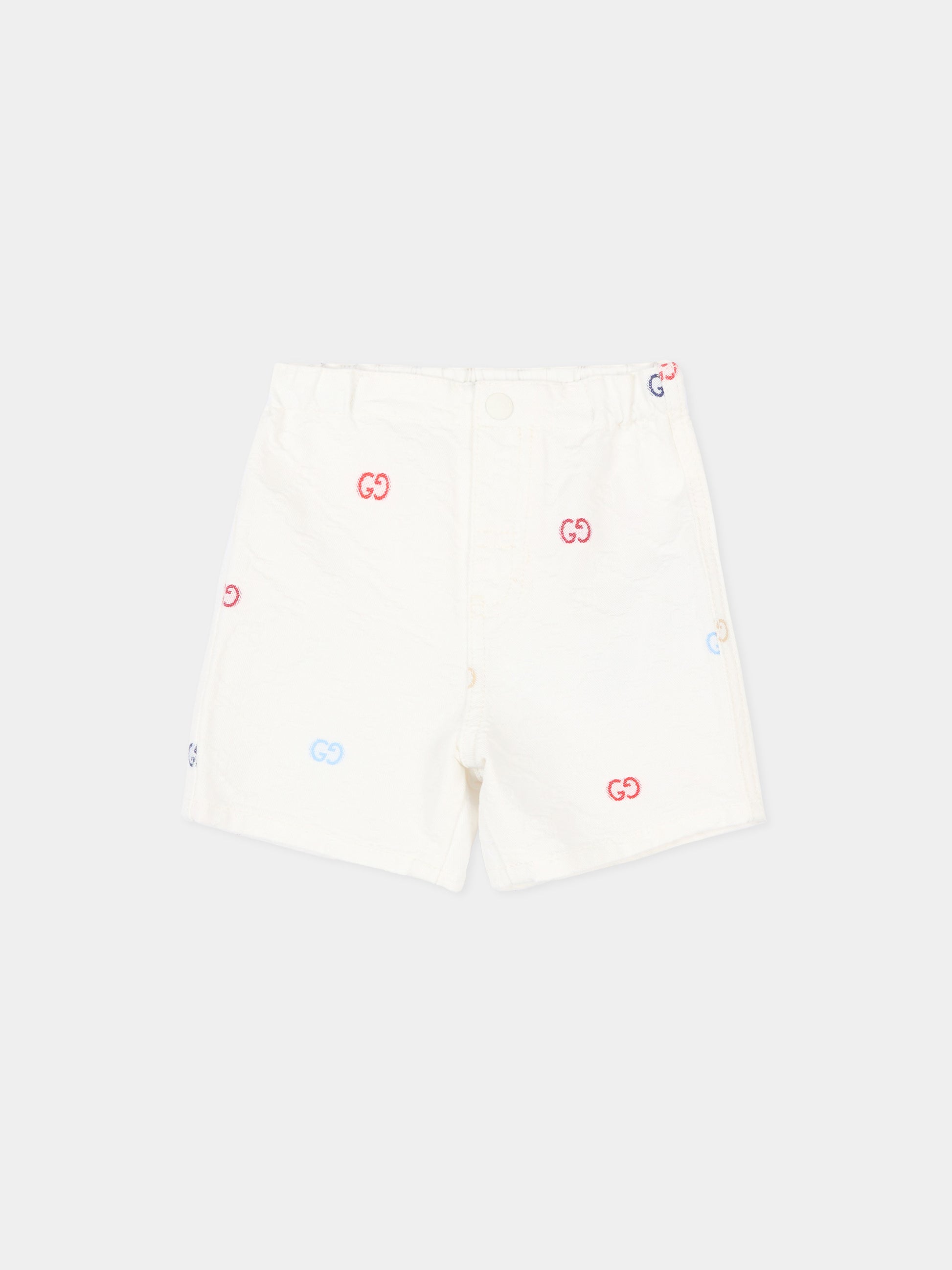 Shorts bianchi per neonati con monogram,Gucci Kids,848984 XDDFC 9066