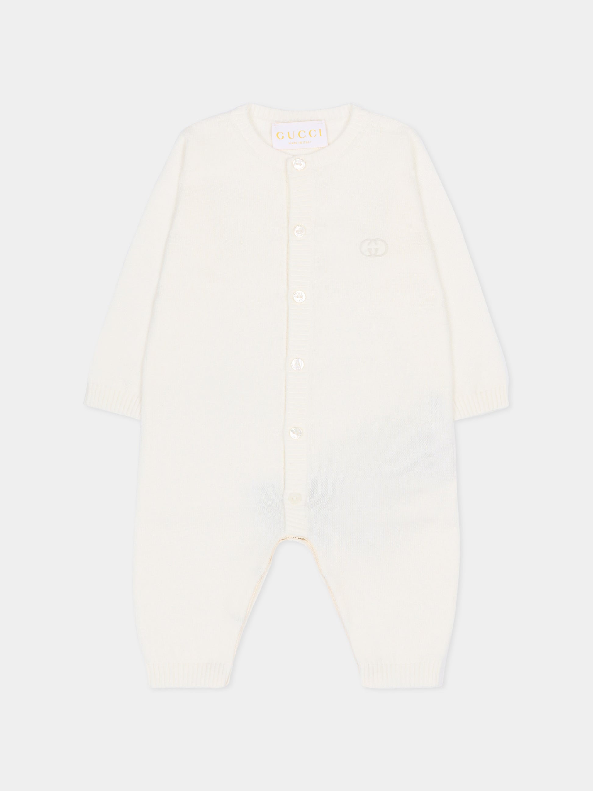 Tutina avorio per neonati con GG,Gucci Kids,851231 XKFFH 9692