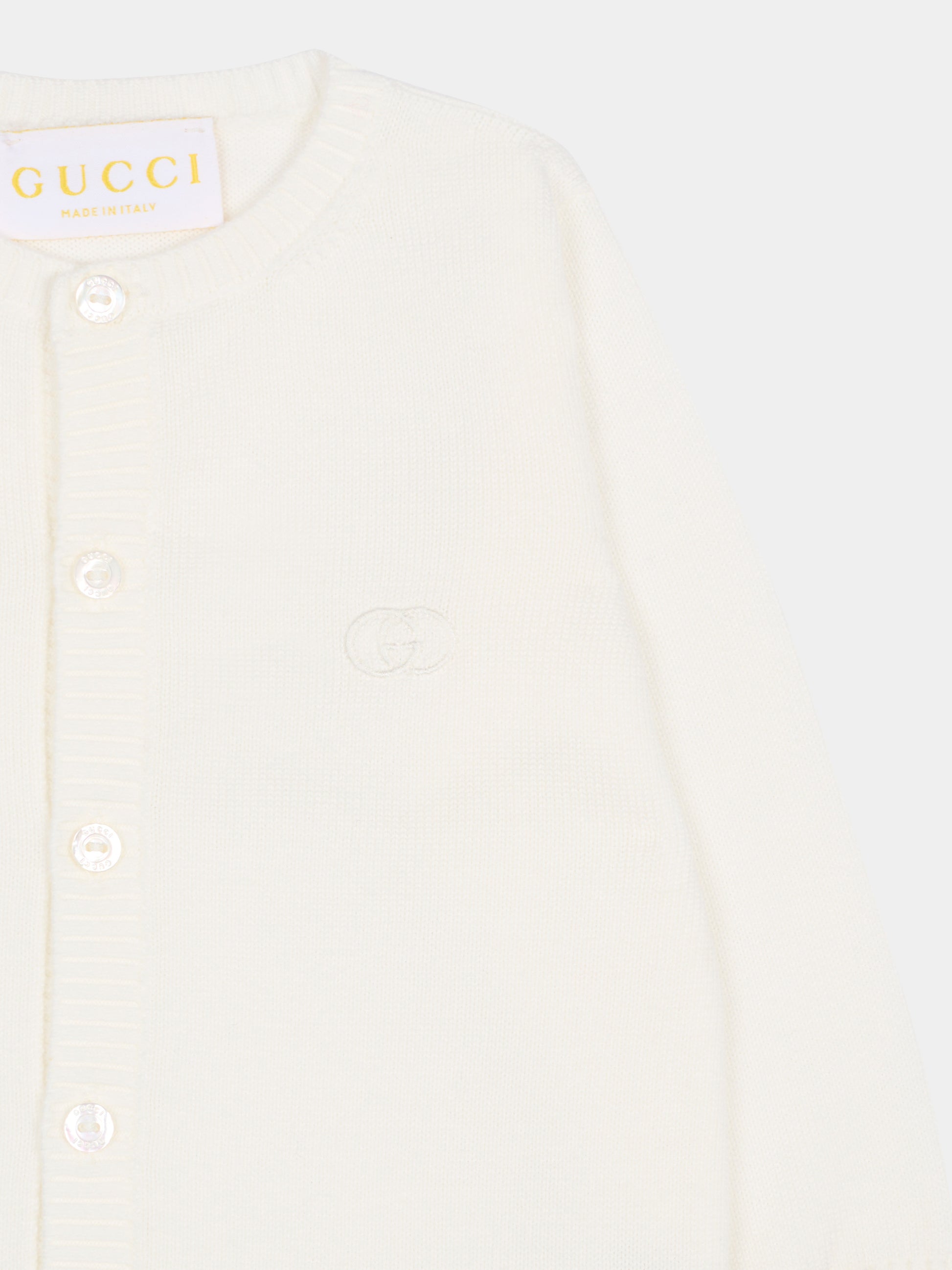 Tutina avorio per neonati con GG,Gucci Kids,851231 XKFFH 9692