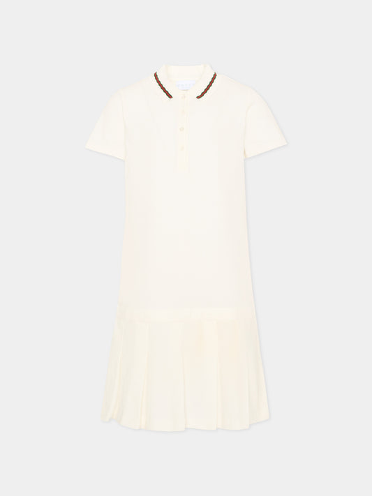Ivory dress for Girl with pleats