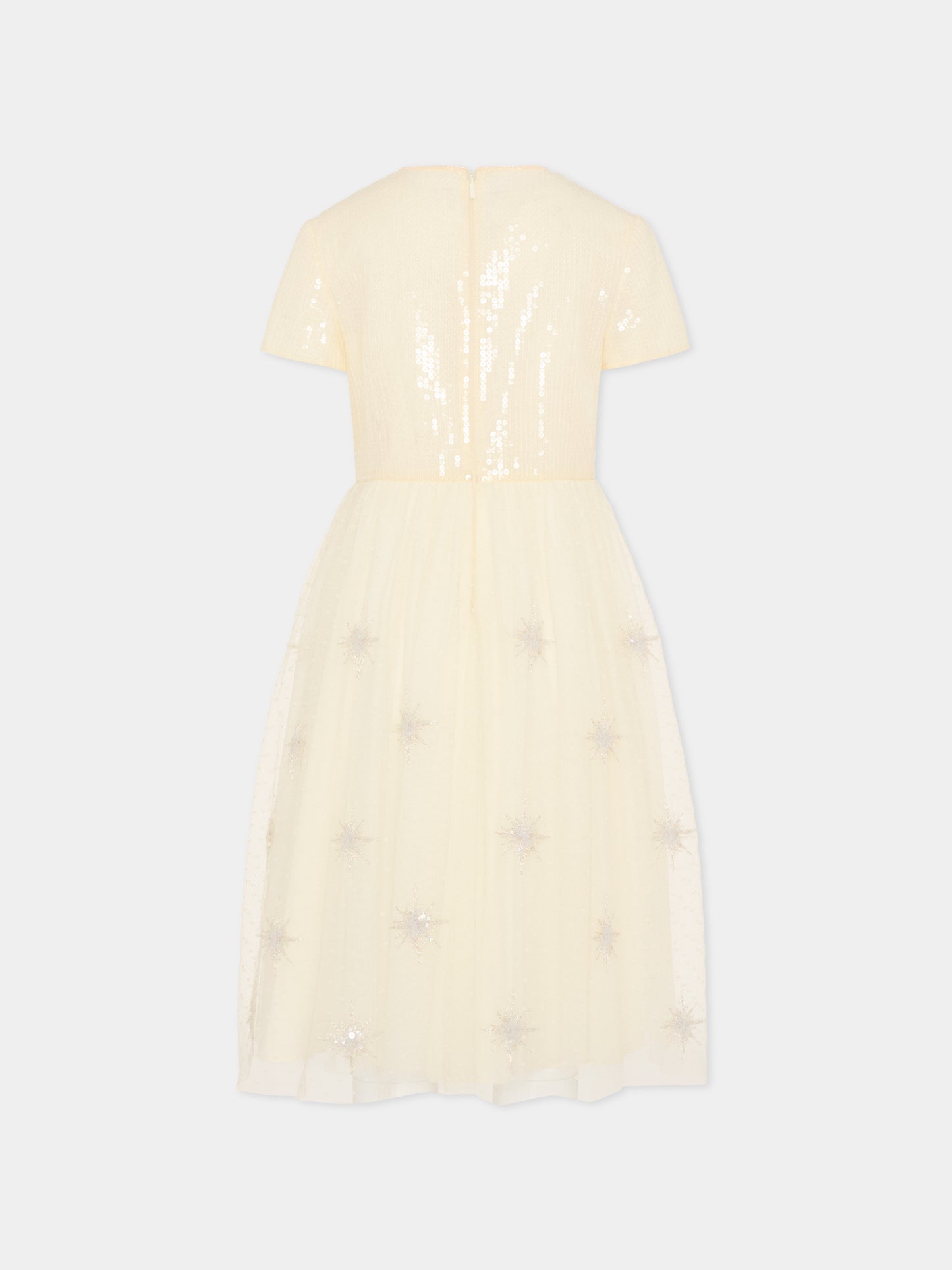 Vestito avorio per bambina con GG e paillettes,Gucci Kids,853957 ZADA7 9210