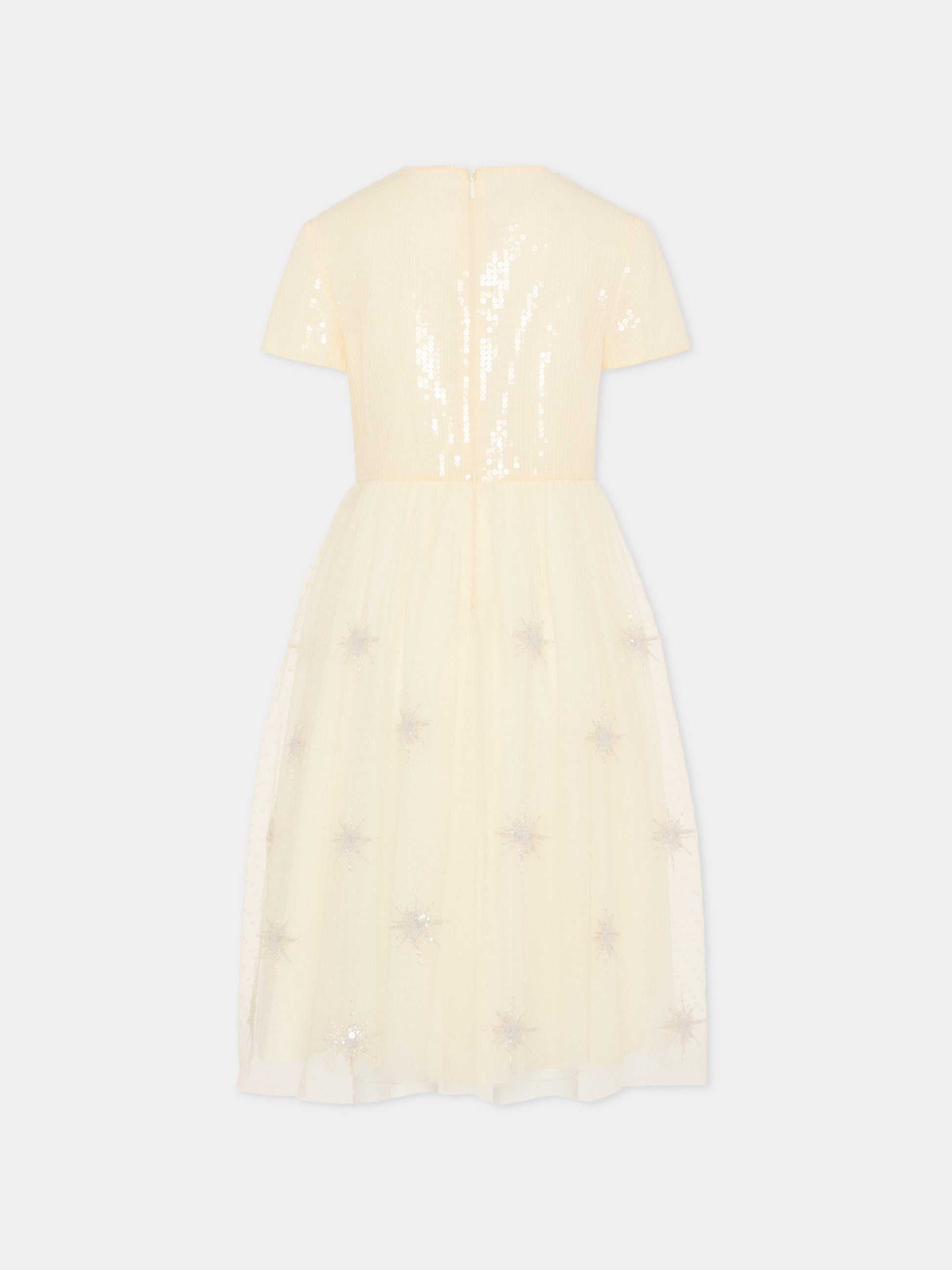 Vestito avorio per bambina con GG e paillettes,Gucci Kids,853957 ZADA7 9210