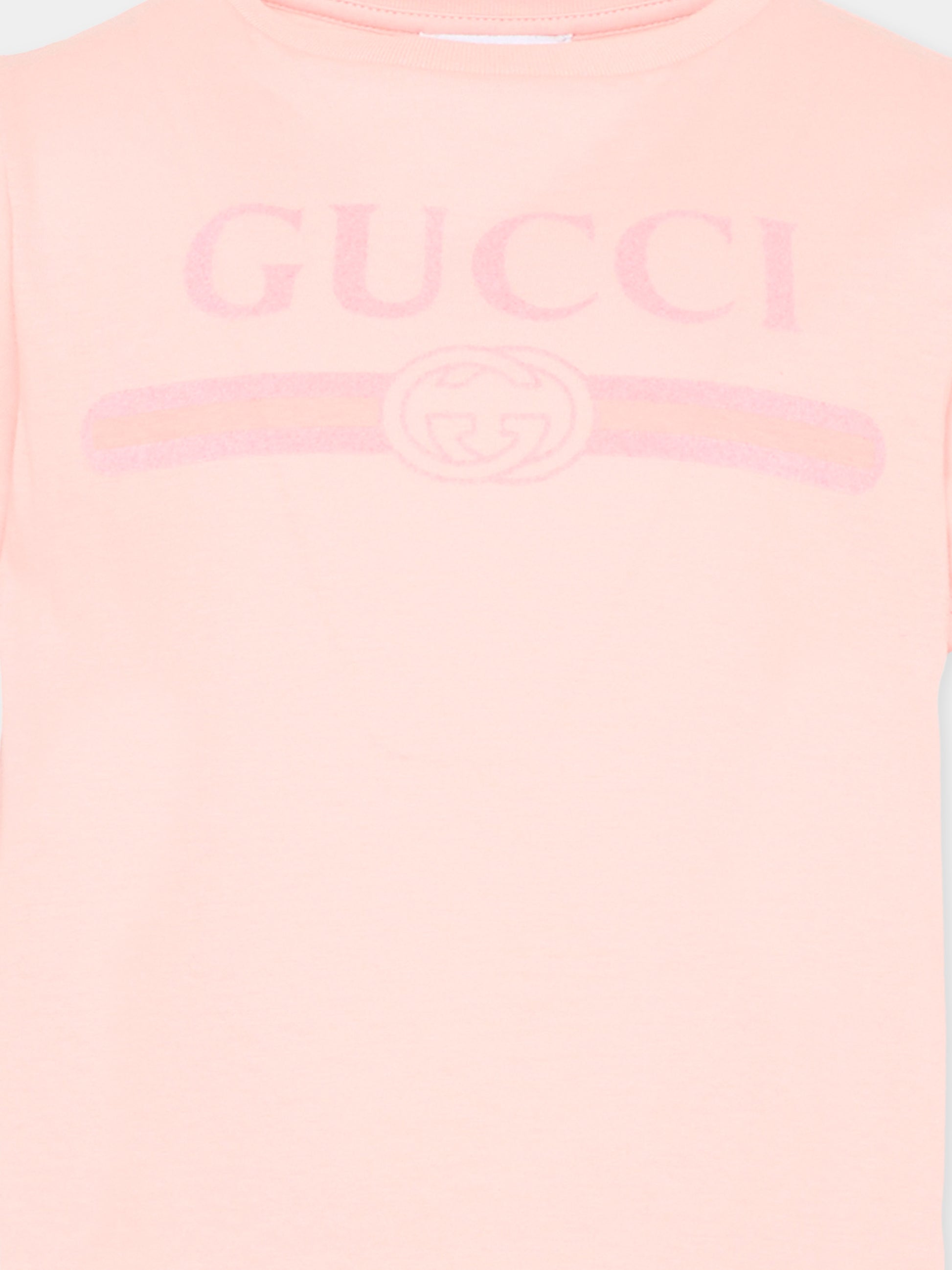 T-shirt rosa per bambina con logo,Gucci Kids,547559 XJHO5 5967