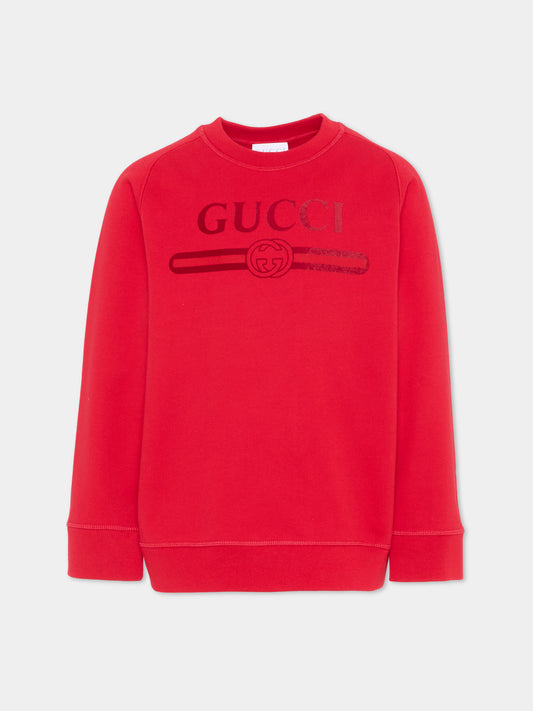 Felpa rossa per bambini con logo,Gucci Kids,849011 XJHO6 6195