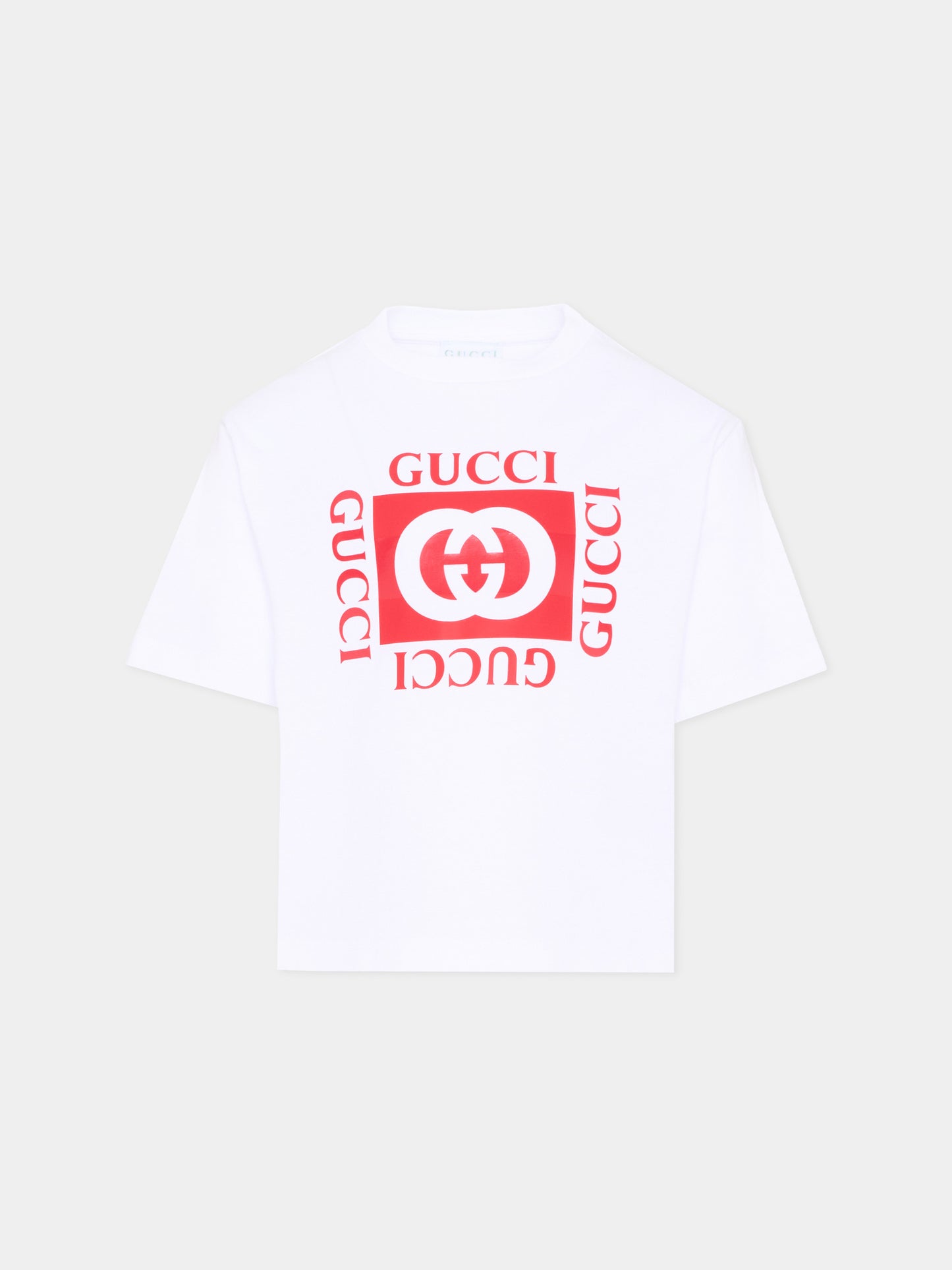 T-Shirt bianca per bambini con logo,Gucci Kids,855551 XJHO7 9055