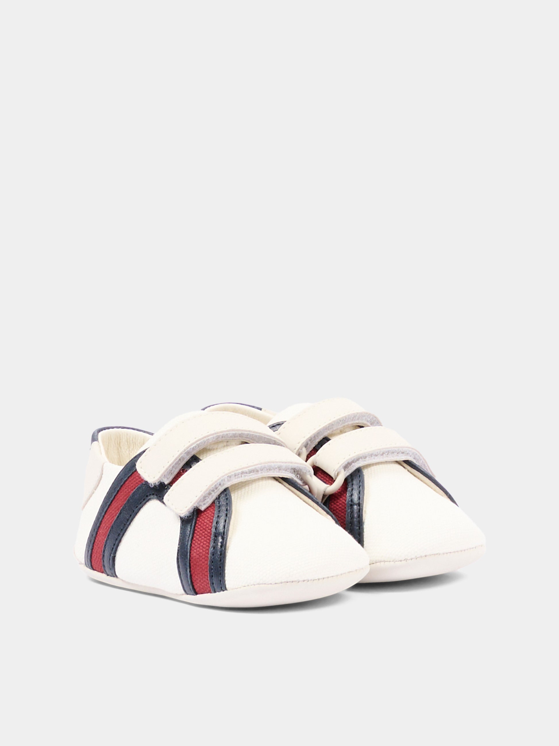 Sneakers bianche per neonati con Web,Gucci Kids,856586 FAFMZ 9161