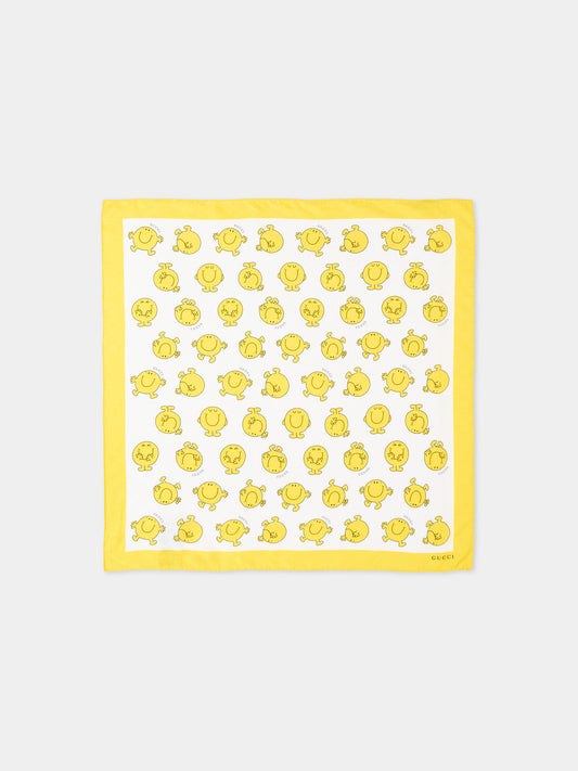 Foulard multicolor per bambina con Mr. Happy,Gucci Kids,859114 4K025 7177