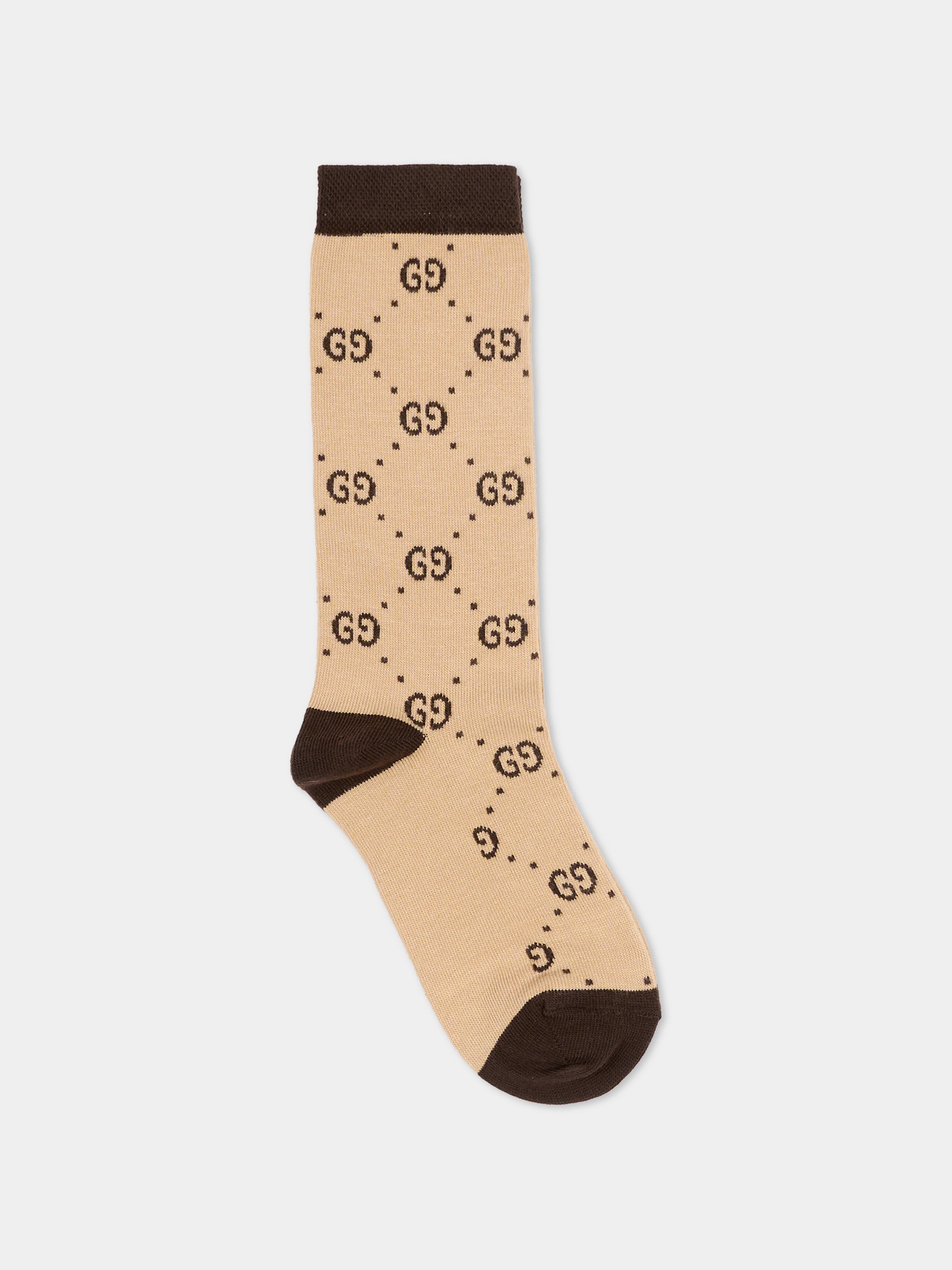Calzini beige per bambini con GG,Gucci Kids,503509 4K541 9764