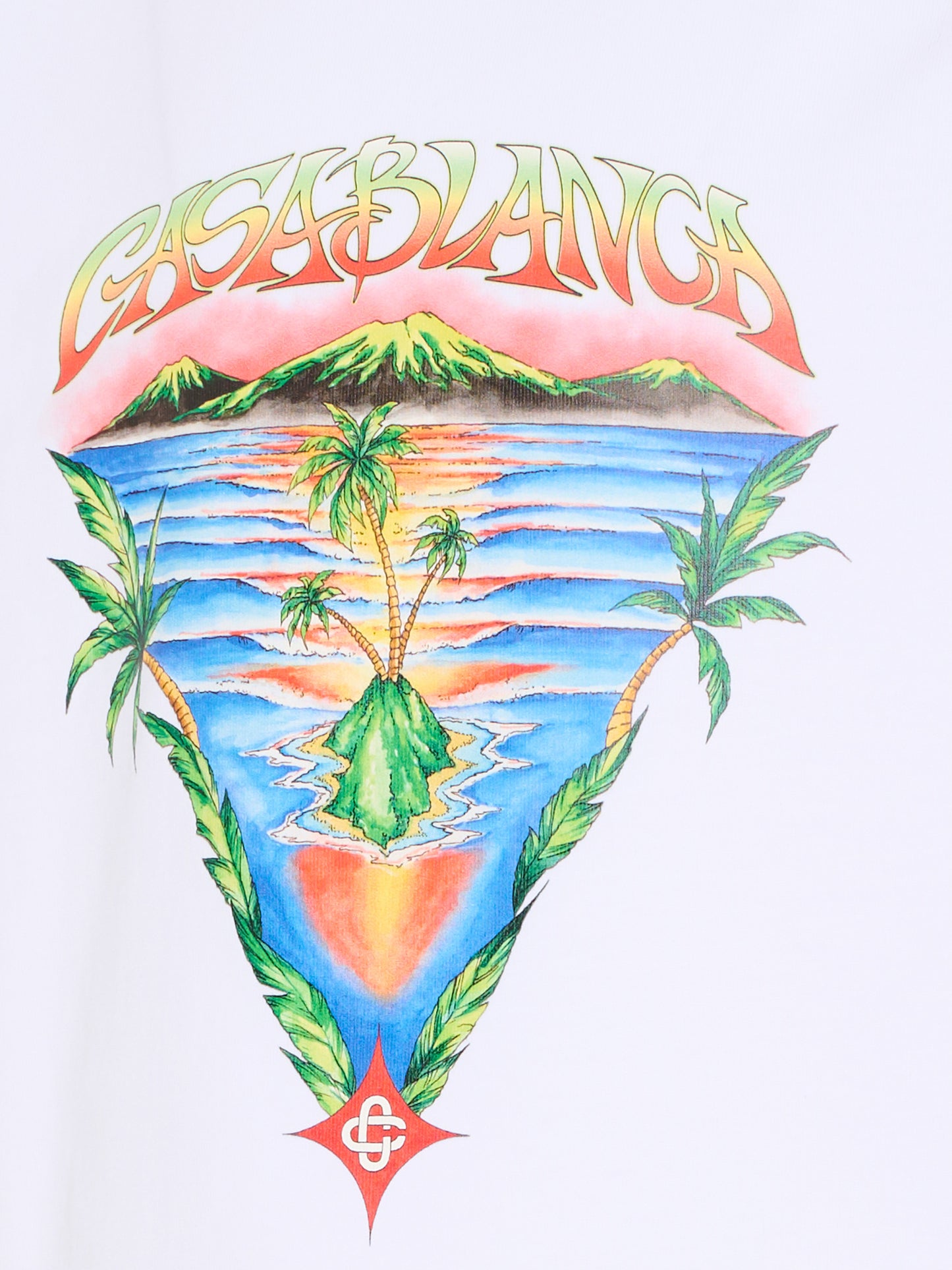 T-shirt bianca per bambini con stampa isola,Casablanca,KSP26 JTS 038 01 EX BC