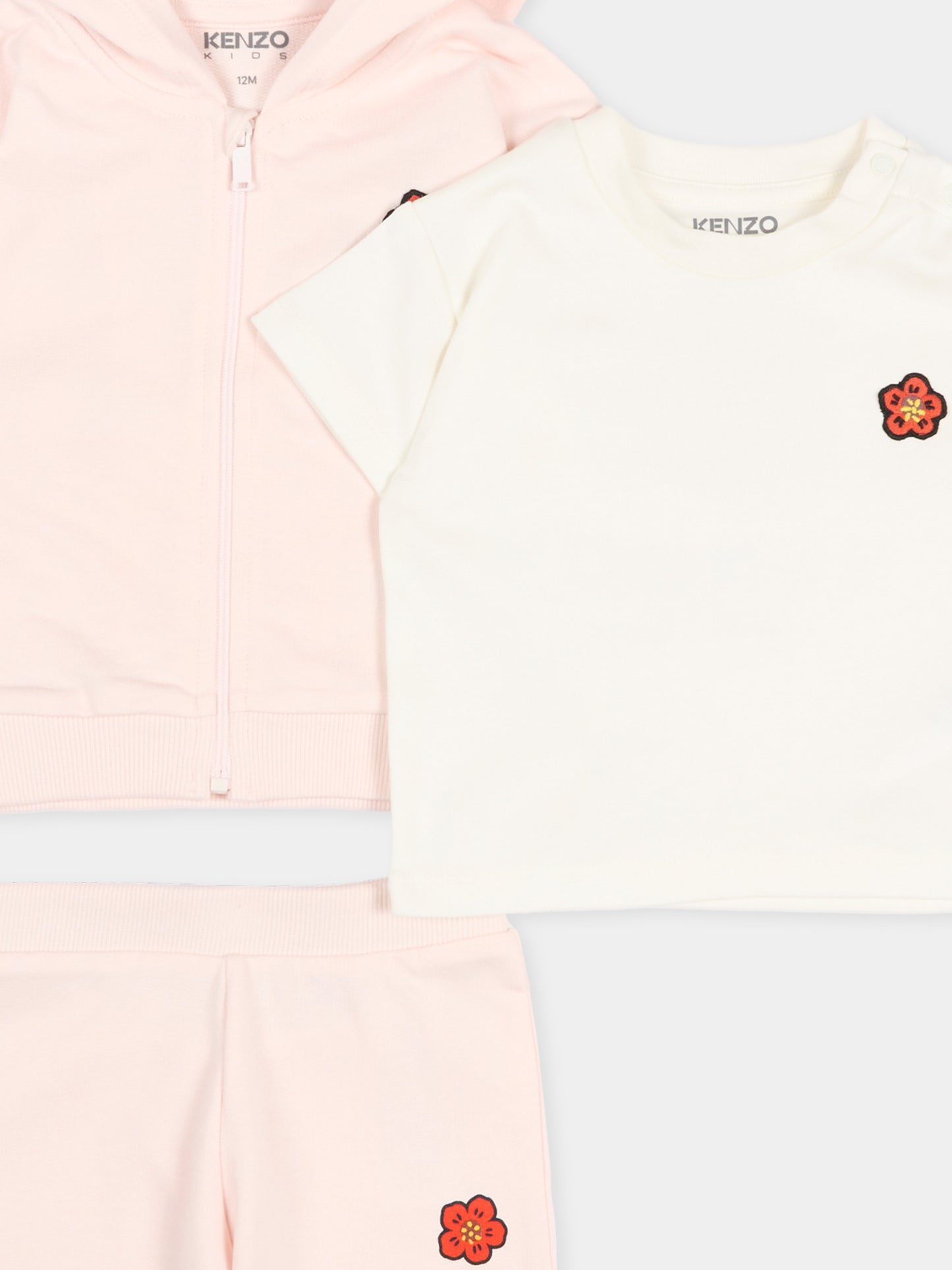 Completo sportivo rosa per neonata con boke flower,Kenzo Kids,K61613 43B