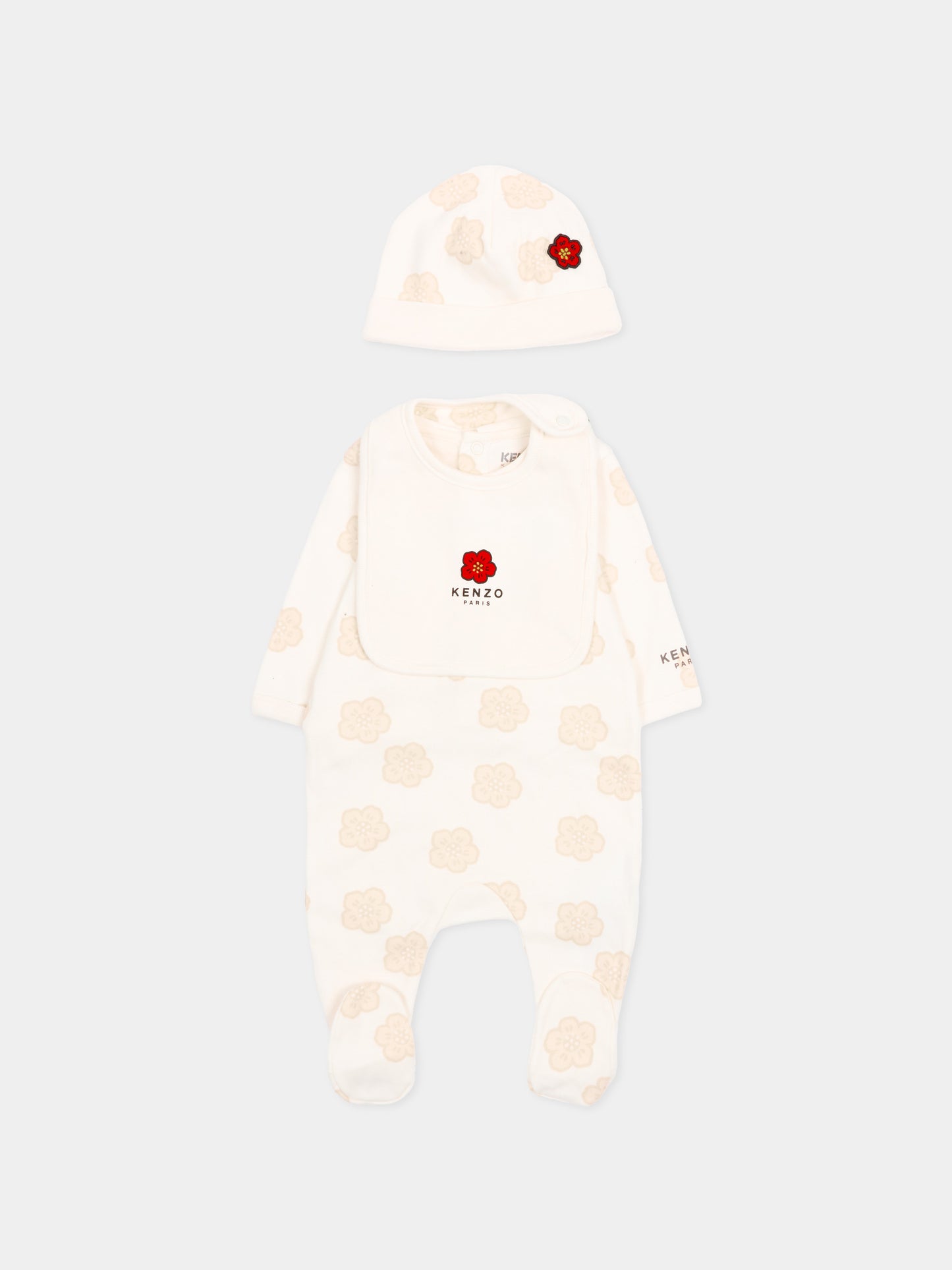 Set tutina bianco per neonati con fiori boke,Kenzo Kids,K61615 117